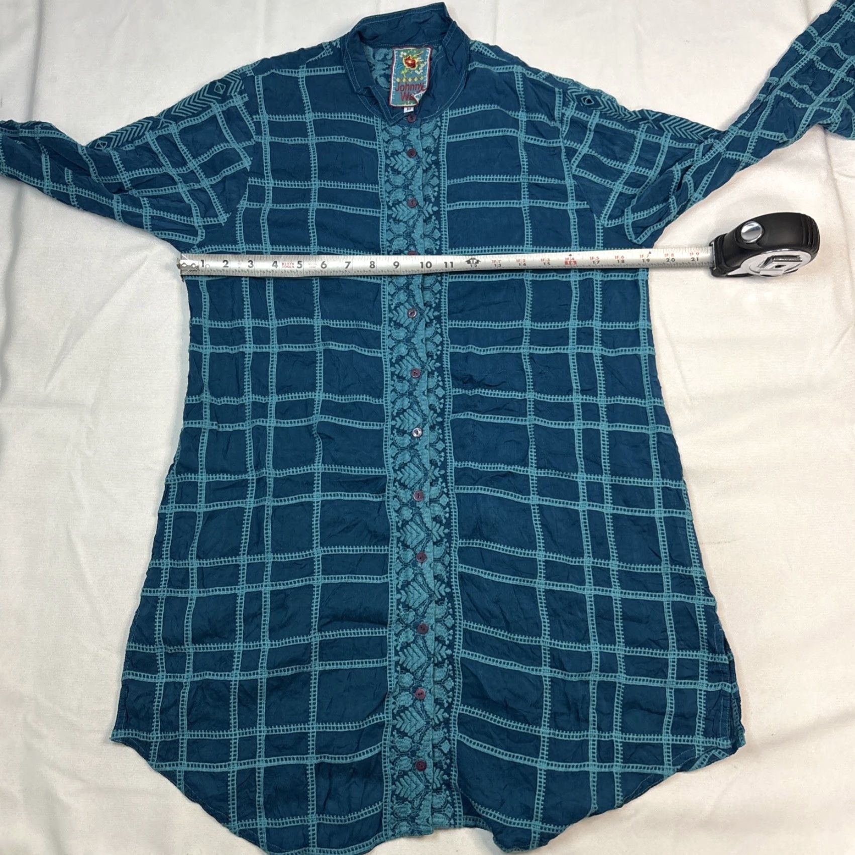 Johnny Was VINTAGE Johnny Was Chepas Button Up Shirt Women’s Medium Blue Green M Women Blue Button-Up Shirt Size M / US 6-8 / IT 42-44 - 3 Thumbnail