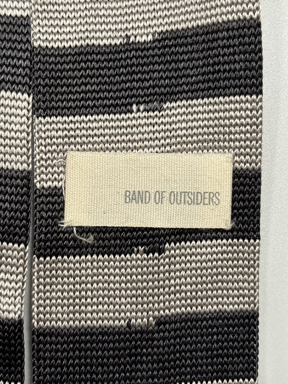 Band Of Outsiders Striped Knit Necktie in Greys Size ONE SIZE - 2 Thumbnail