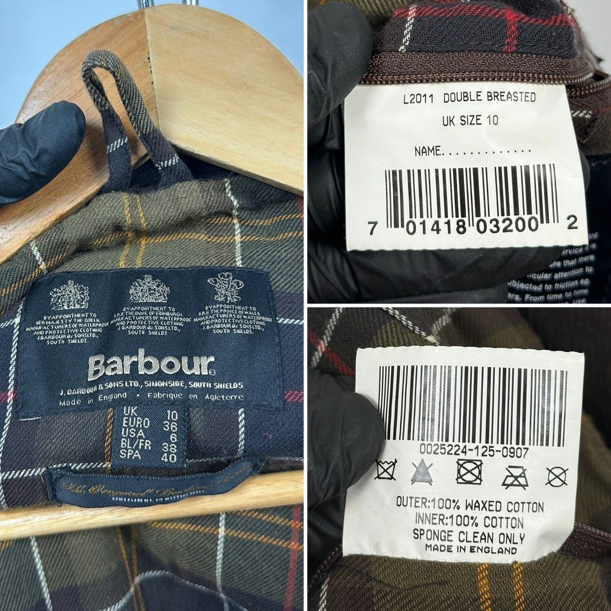 Barbour Double Breasted Brown Waxed Coat Jacket