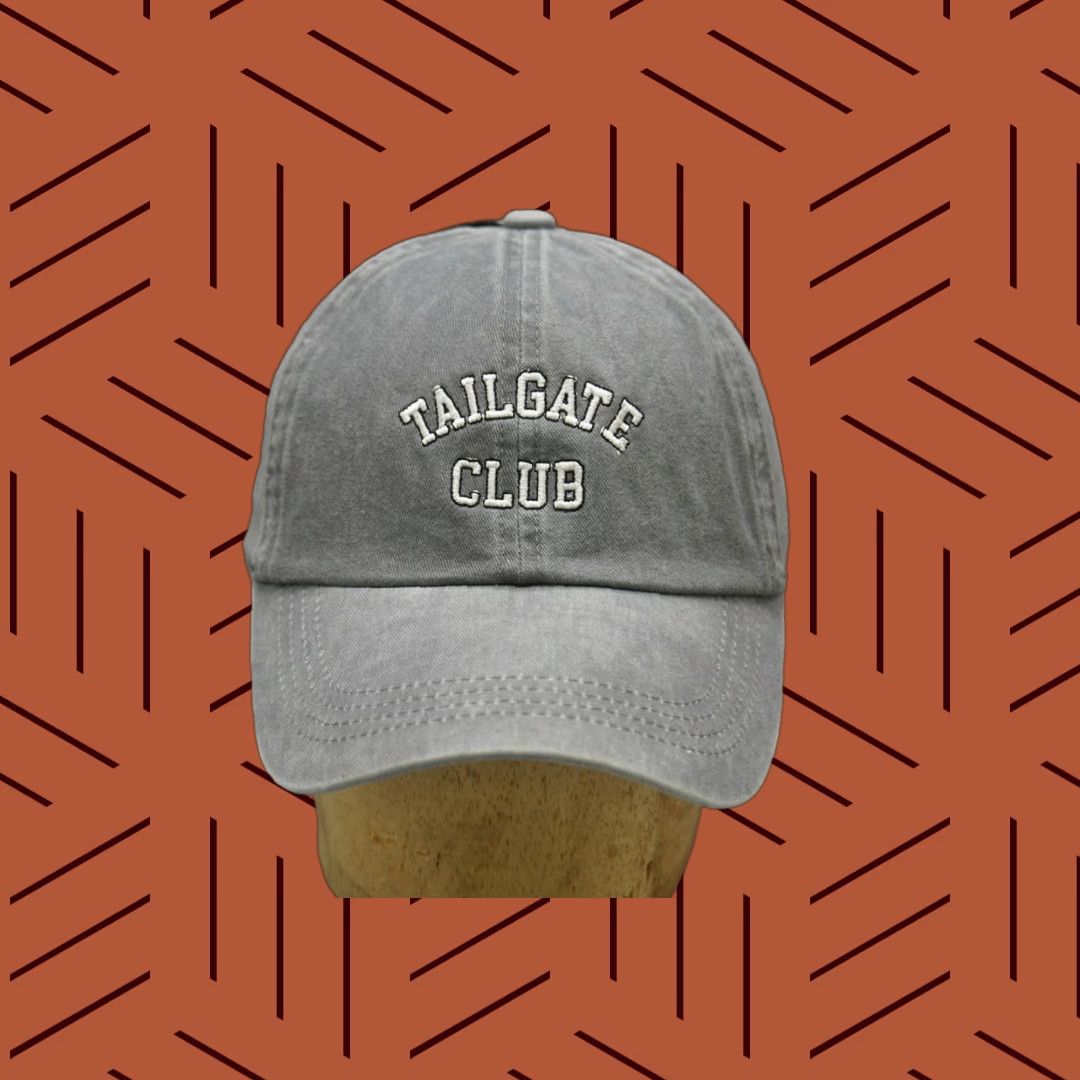 Vintage VINTAGE Apricot Lane Tailgate Club Washed Gray Cotton Baseball Cap Adjustable Hat Size ONE SIZE - 1 Thumbnail