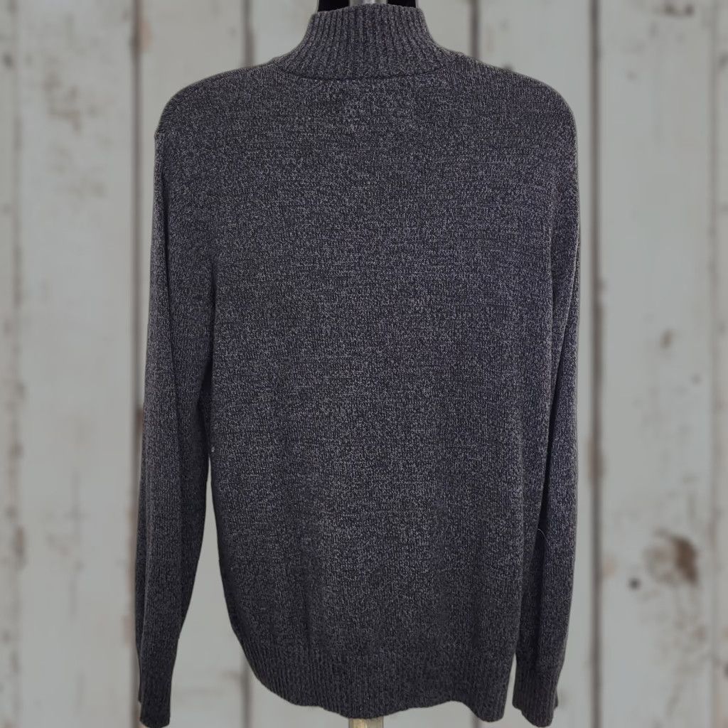 Vintage URBAN PIPELINE Men Large Heathered Black Gray Mock Neck Sweater Button Zip EUC Size US L / EU 52-54 / 3 - 1 Thumbnail