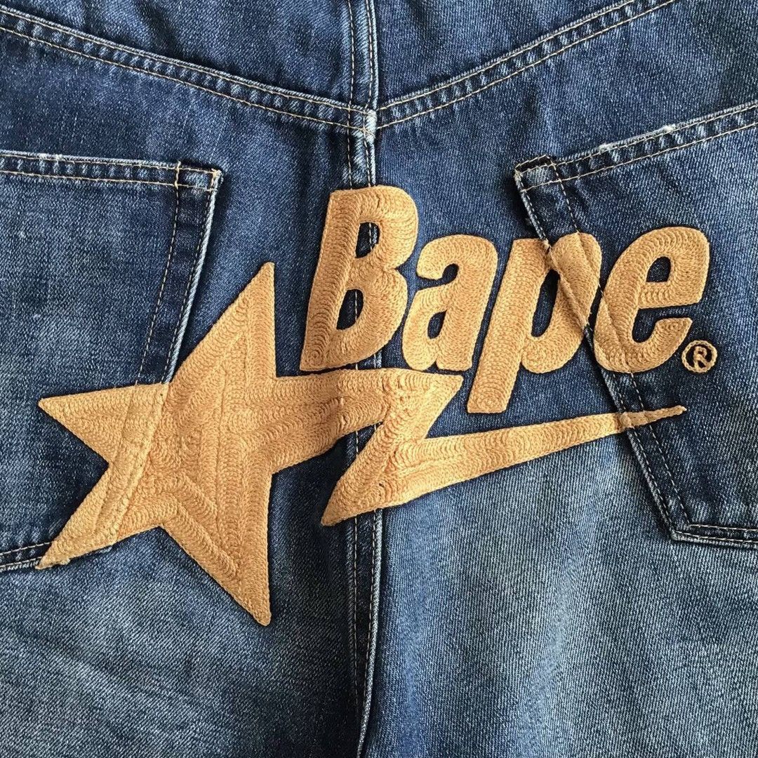 Bape BAPE STA Embroidered Denim Shorts a bathing ape star ★size L Size US 34 / EU 50 - 3 Thumbnail