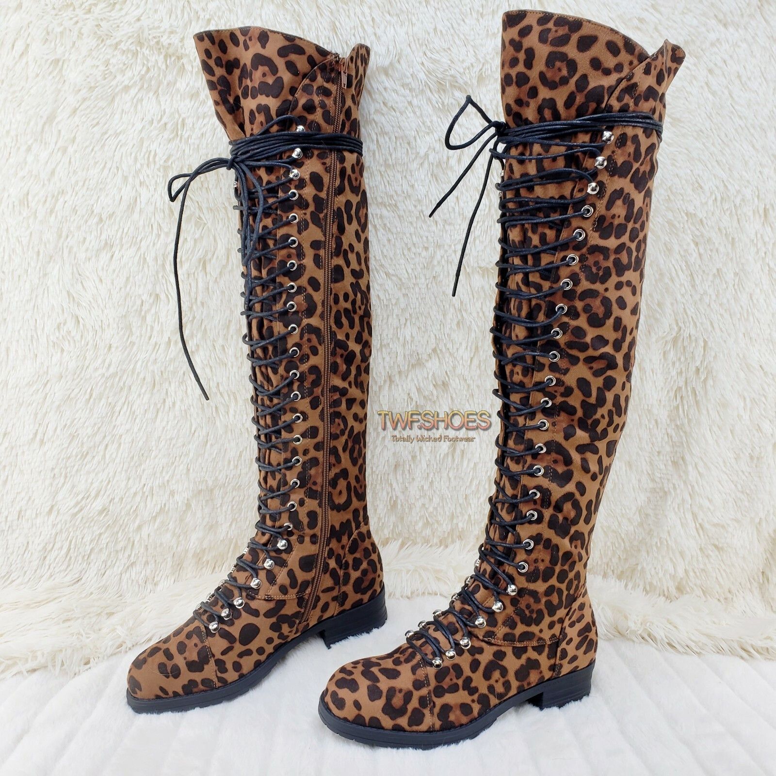 Other Ocho Leopard Nu-Buck Corset Lace Over the Knee Pirate Boot T Size US 10 / IT 40 - 2 Thumbnail