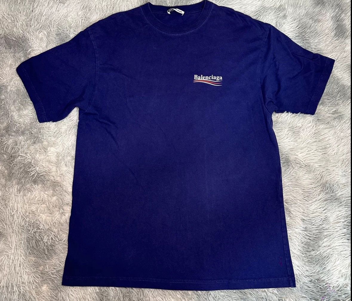 Balenciaga Balenciaga Blue Cola Wave Letter Logo Short Sleeve Size US M / EU 48-50 / 2 - 4 Thumbnail