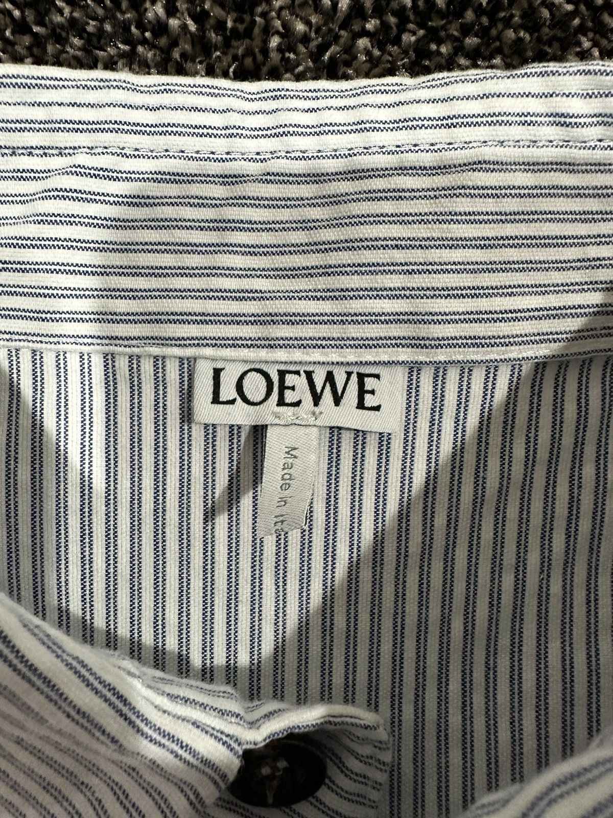Loewe Loewe Oxford Striped Button Shirt Jacket Leather Patch Logo Size US L / EU 52-54 / 3 - 7 Thumbnail