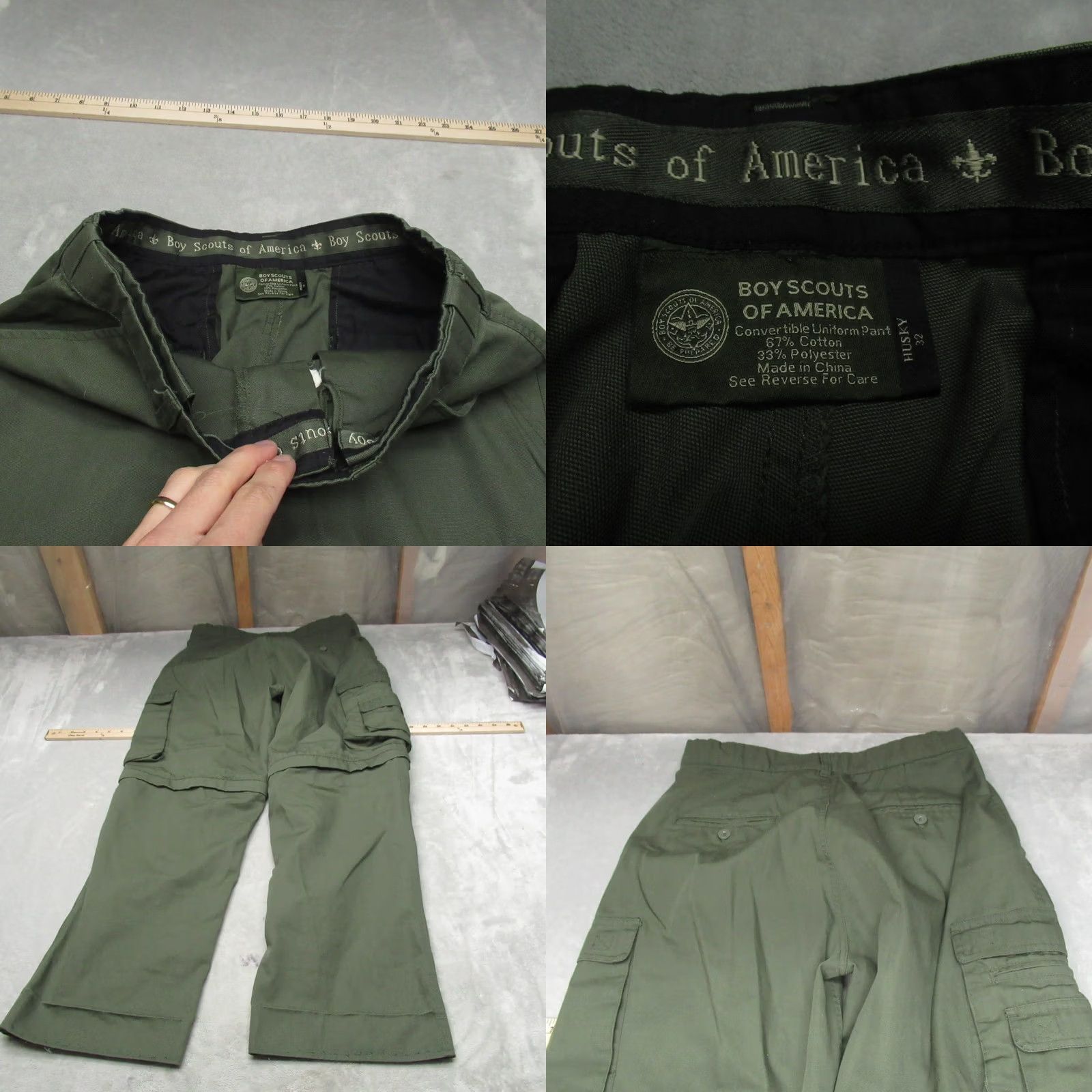 Vintage Boy Scouts of America Mens Convertible Cargo Pants Olive Green Canvas Size US 32 / EU 48 - 8 Thumbnail