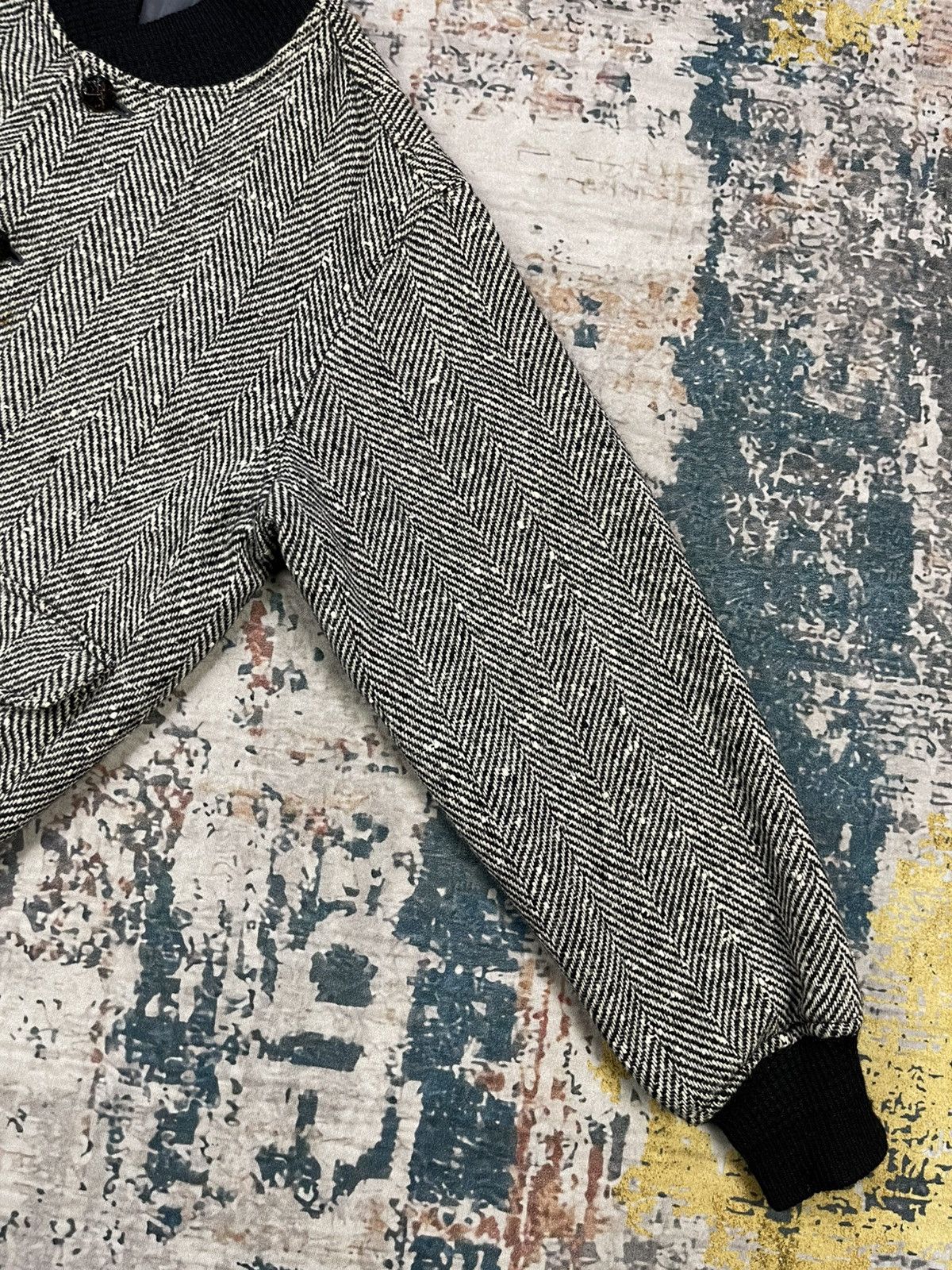 Van Vtg Van Herringbone Tweed Wool Bomber Jacket Size US XS / EU 42 / 0 - 7 Thumbnail