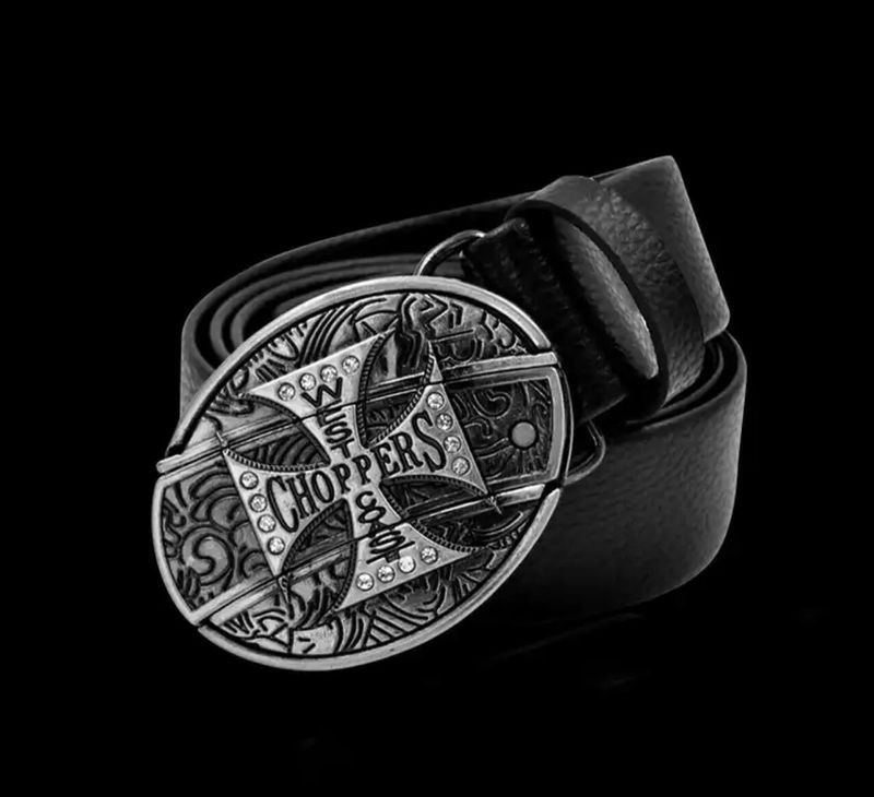 image of Chopper Abuckle Pu Leather Belt in Black, Men's