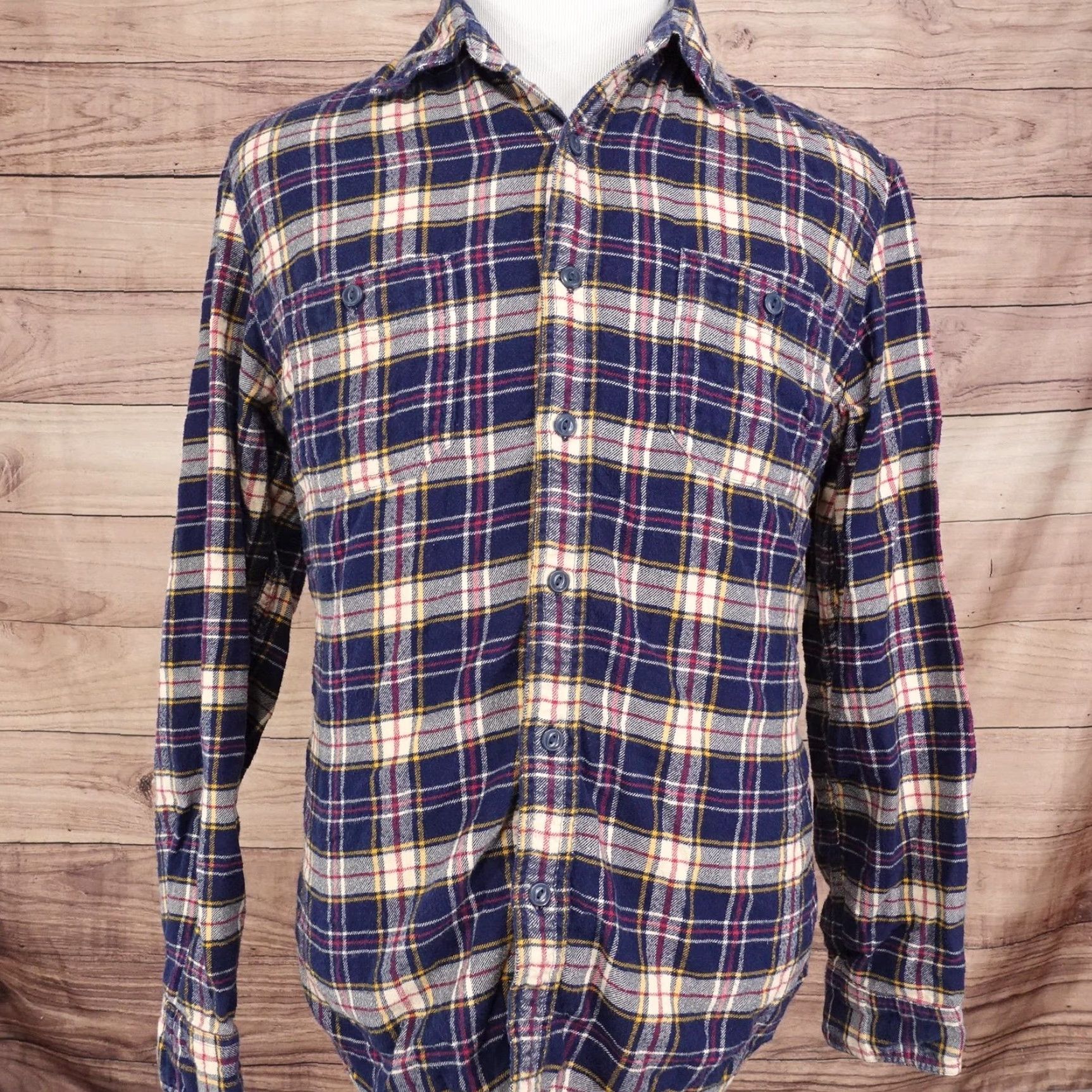 J.Crew VINTAGE J.CREW Shirt Men Large Flannel Plaid Button-Down Casual Workwear Outdoor Blue Yellow Size US L / EU 52-54 / 3 - 3 Thumbnail
