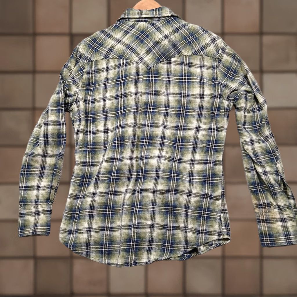 Wrangler Wrangler Shirt Mens Medium Green Blue Plaid Western Pearl Snap Long Sleeve Shirt Size US M / EU 48-50 / 2 - 1 Thumbnail