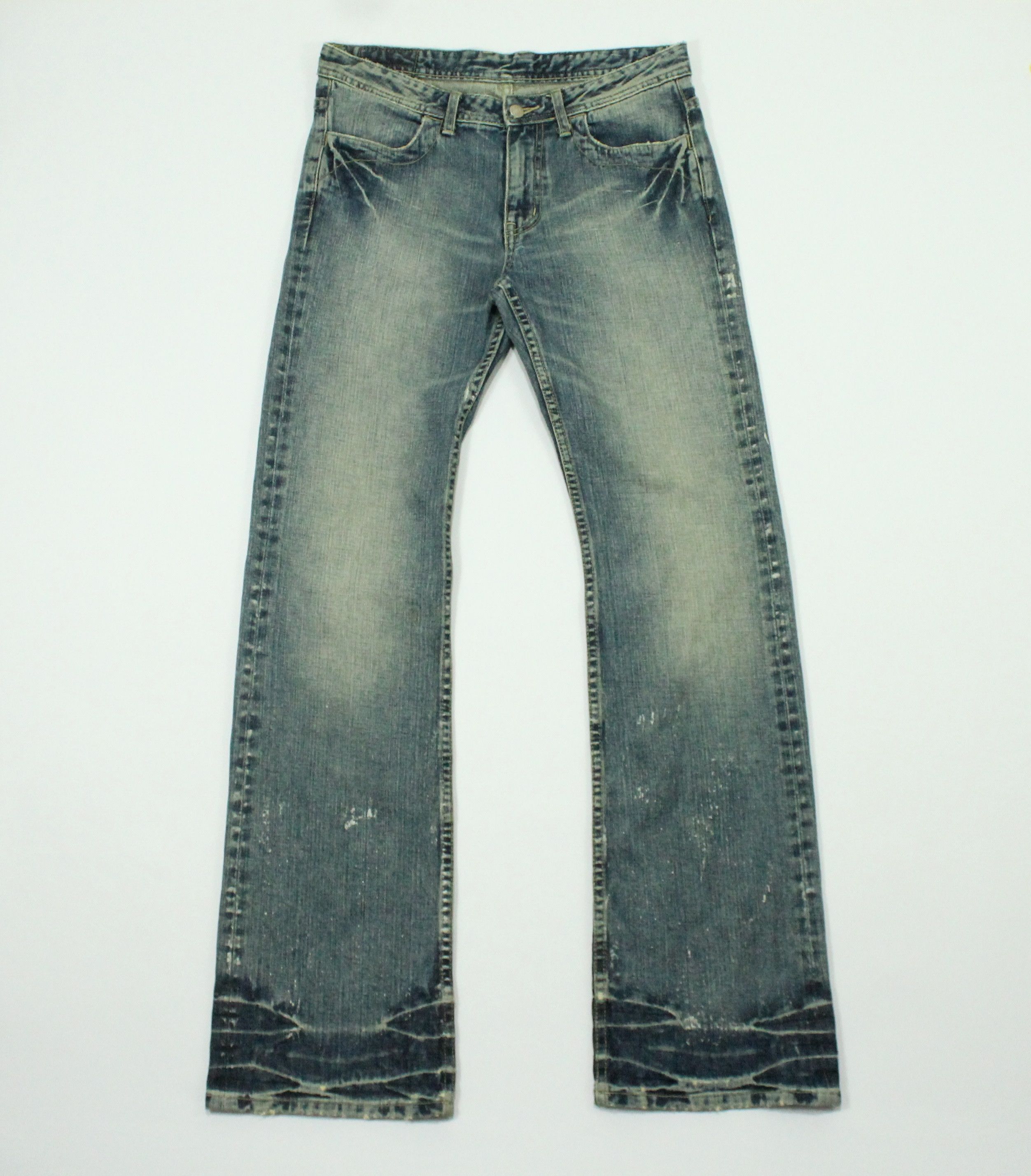 image of Flared Men’S Bigi Denim Paint Splatter Bootcut in Blue, Men's (Size 32)