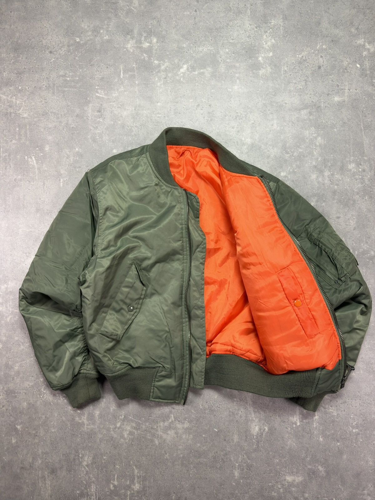 MIL-TEC Mil-Tec Vintage Khaki Green MA-1 Bomber Jacket S M Size US S / EU 44-46 / 1 - 6 Thumbnail