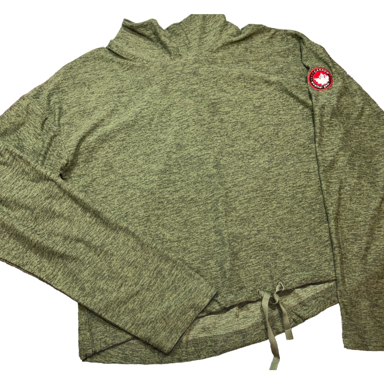 Vintage Canada Weather Gear GREEN Marled Mock Neck Pullover Shirt Cinch Tie Hem 6W6100 M Womens Medium Shirt Size M / US 6-8 / IT 42-44 - 2 Thumbnail