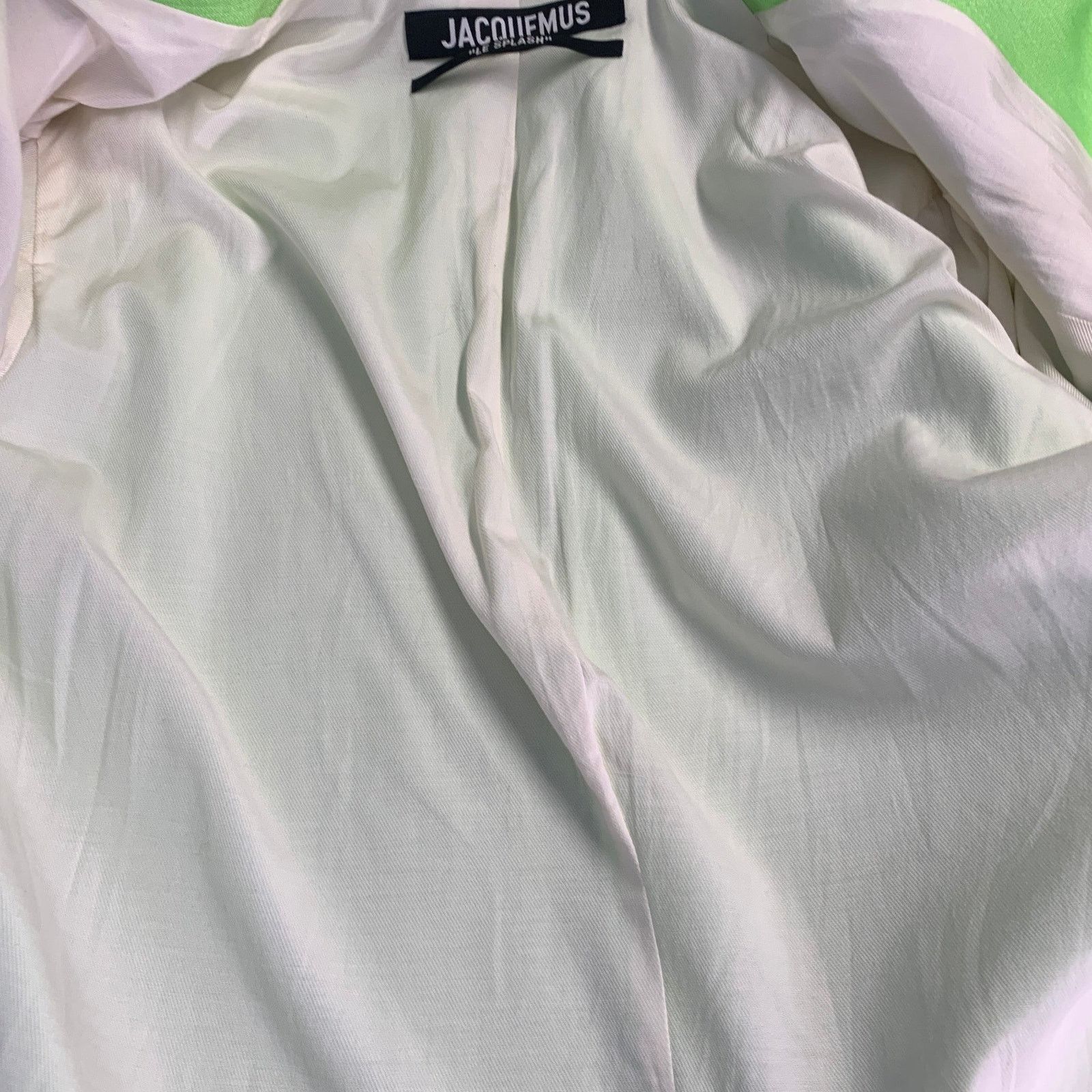 Jacquemus S Le Splash Green White Viscose Silk Double Breasted Blazer Size S / US 4 / IT 40 - 11 Thumbnail