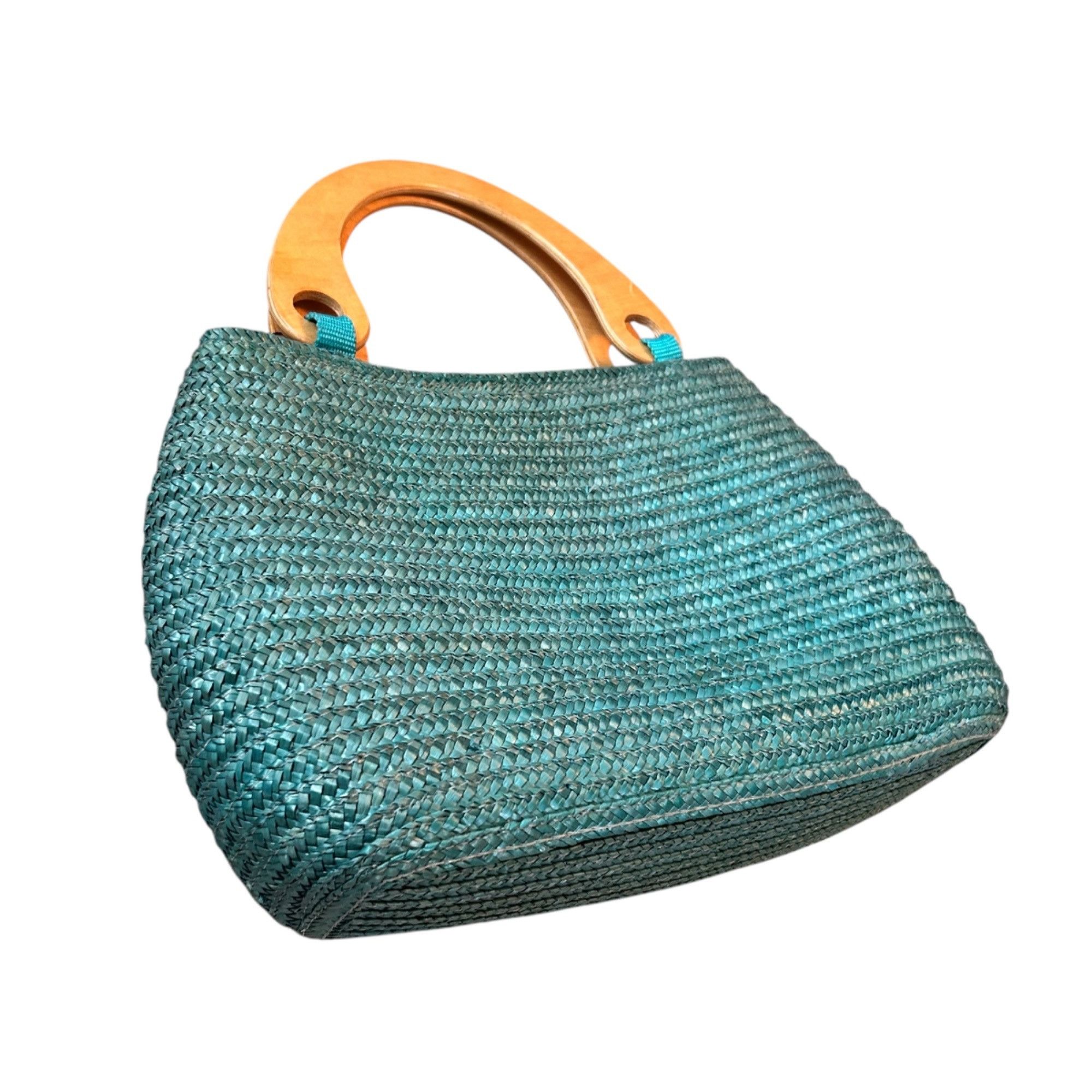 Vintage Vintage Jennifer Moore Turquoise Rattan Bamboo Shoots Purse Size ONE SIZE - 3 Thumbnail