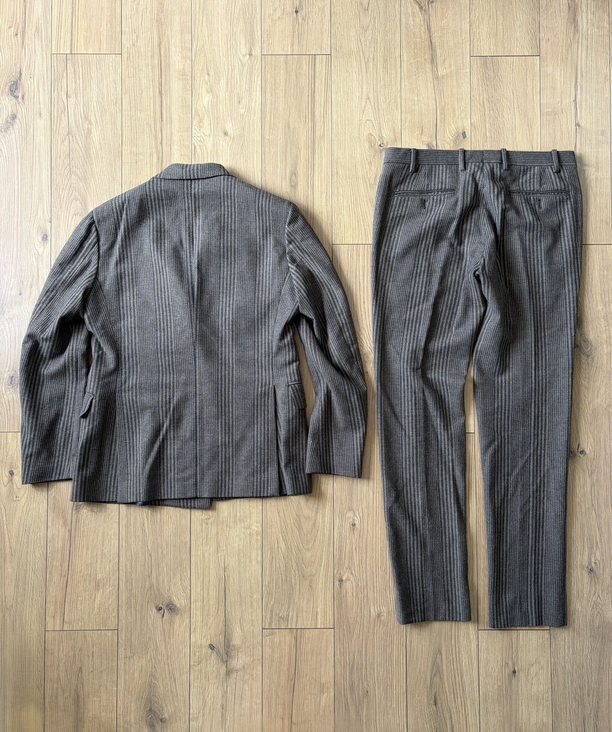 Lardini Gabriele Pasini Striped Brown/Gray Double Breasted Suit Size 48R - 18 Thumbnail