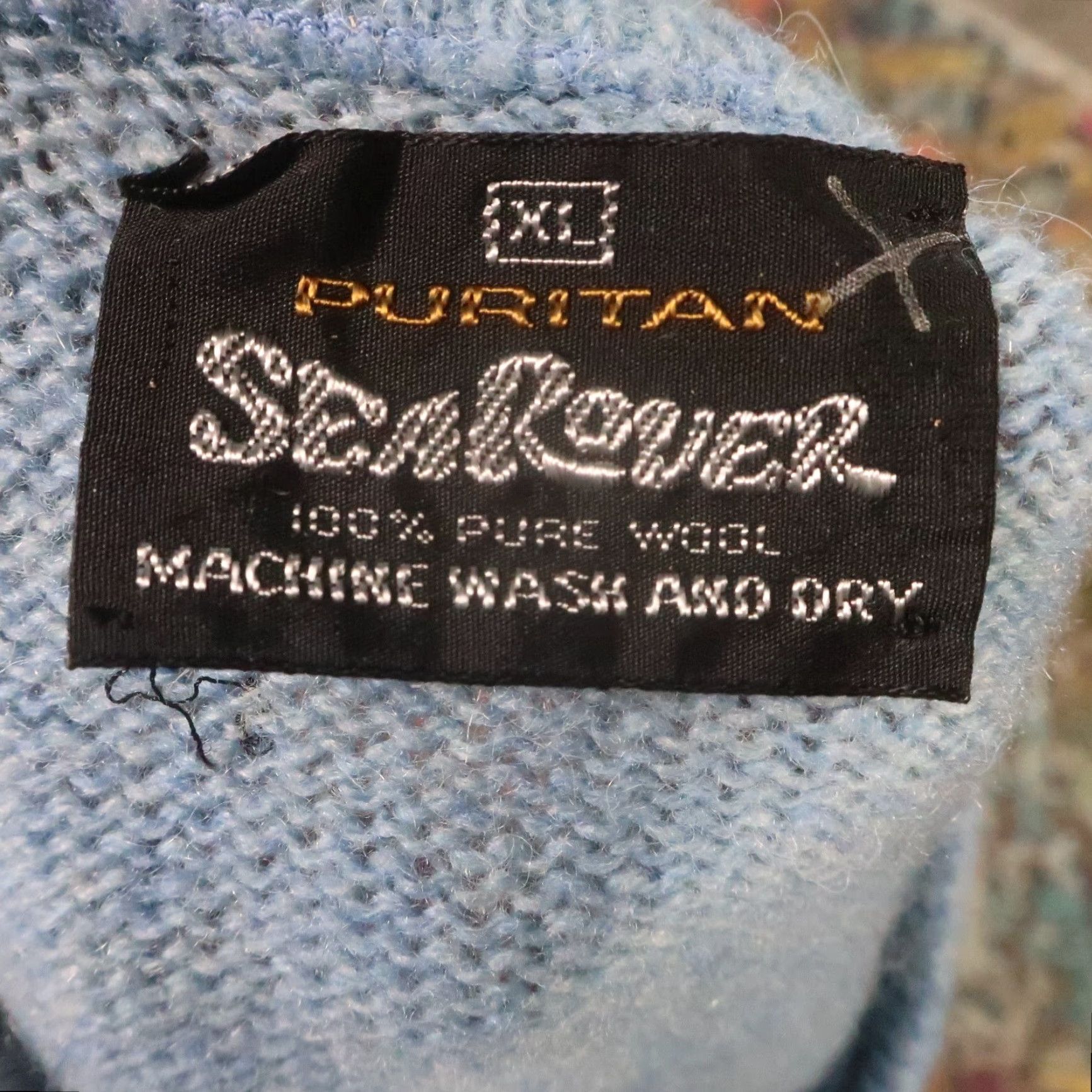 Vintage VINTAGE Puritan Wool Sweater Vest Mens XL Blue V-Neck Knit Pullover Solid Retro Fish Sea Rover Grandpa Size US XL / EU 56 / 4 - 5 Thumbnail