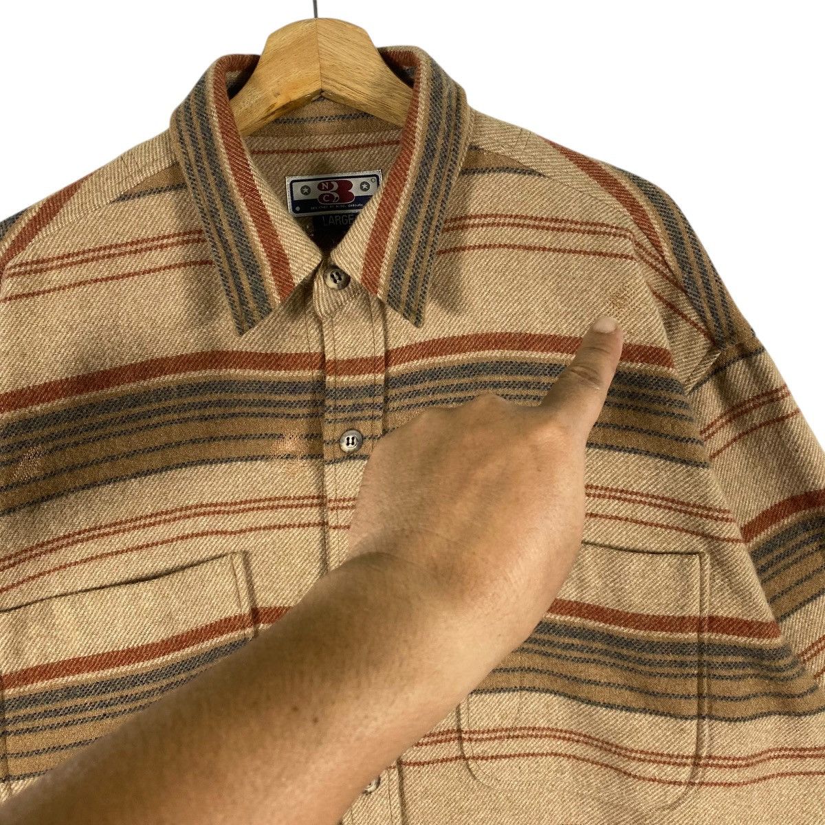 Designer × Nigel Cabourn × Vintage Vintage 90s Nigel Cabourn Wool Stripe Button Shirt L Size Size US L / EU 52-54 / 3 - 5 Thumbnail