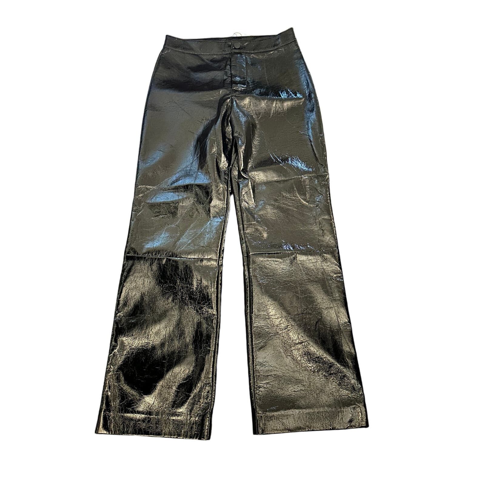 Other LNA "Nya" Faux Crinkle Patent Leather Pants, Black, NWT Size 28" / US 6 / IT 42 - 2 Thumbnail