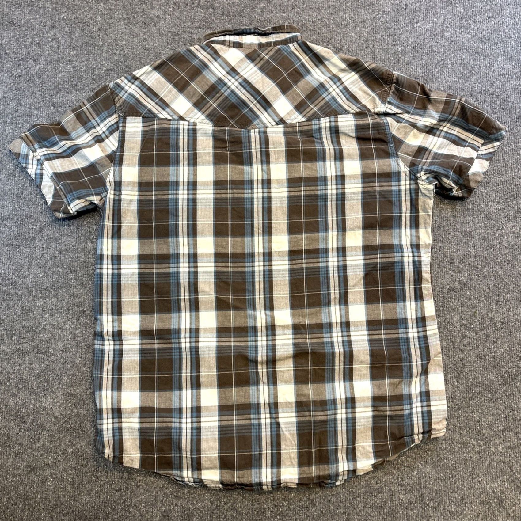 JNCO JNCO Crown Brand Shirt Adult XL Blue Gray Plaid Button-Up Short Sleeve Slim Fit Regular I Colorful Western Modern Mens Size US XL / EU 56 / 4 - 6 Thumbnail