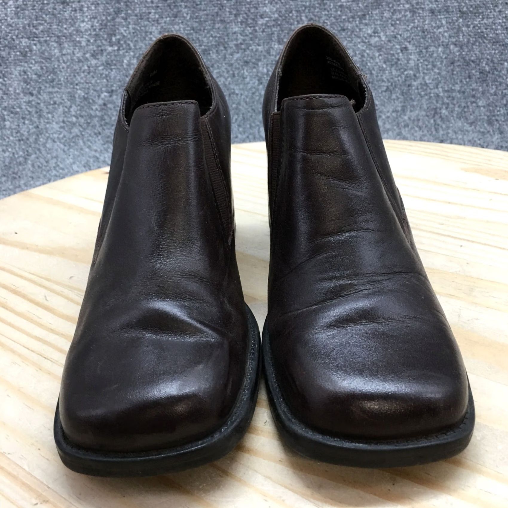 Vintage White Mountain Boots Womens 6.5 M Jive Slip On Low Bootie Brown Leather Heels Size US 7 / IT 37 - 4 Thumbnail