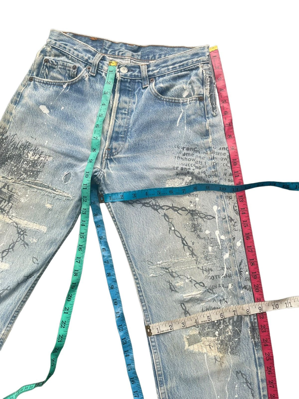 Levi's Vintage 80’s Levis 501 e Usa Distresed Denim Size US 29 - 15 Thumbnail