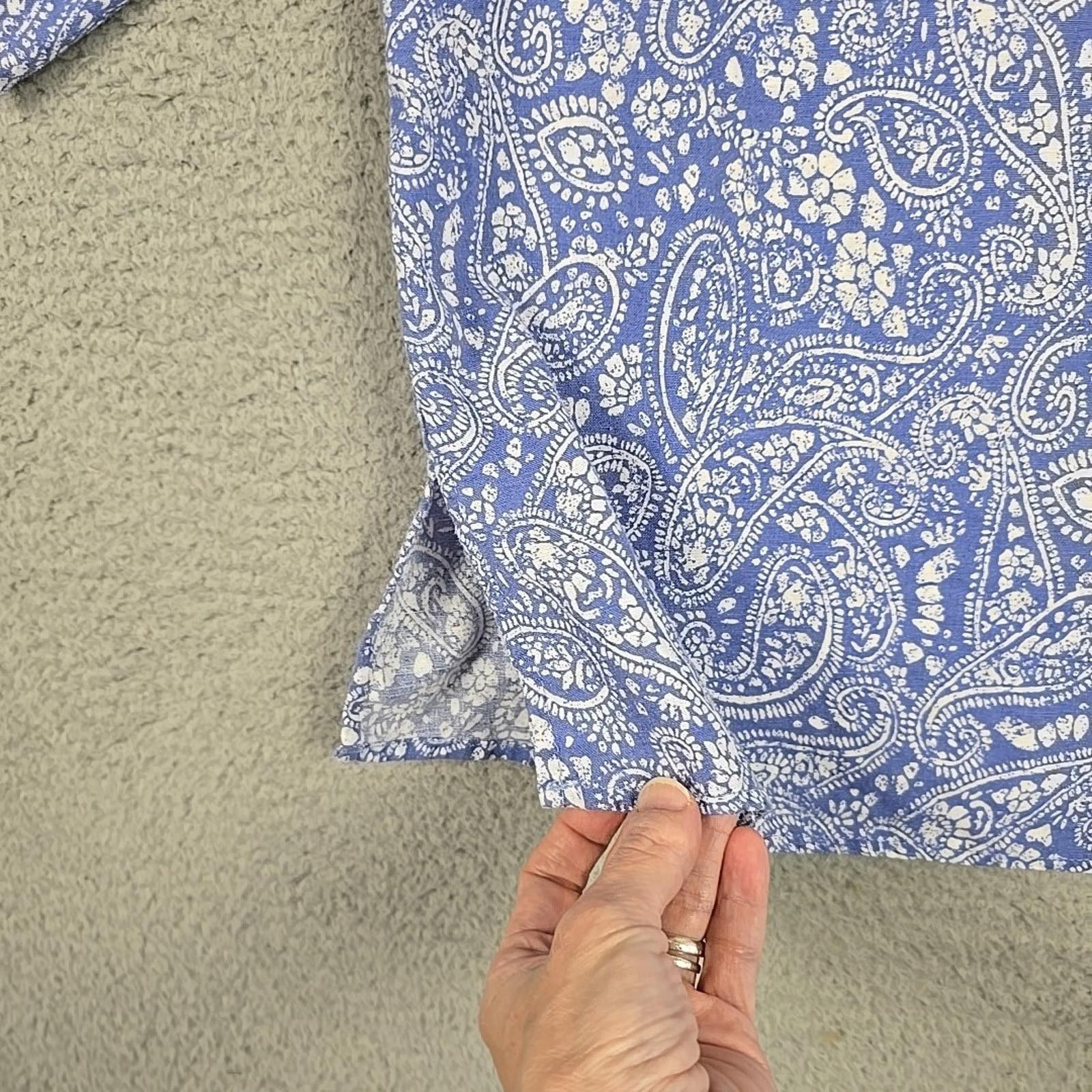 Other Carole Little Blue/White 3/4 Sleeve Linen Blend Shirt Sz 1X Size XL / US 12-14 / IT 48-50 - 6 Thumbnail