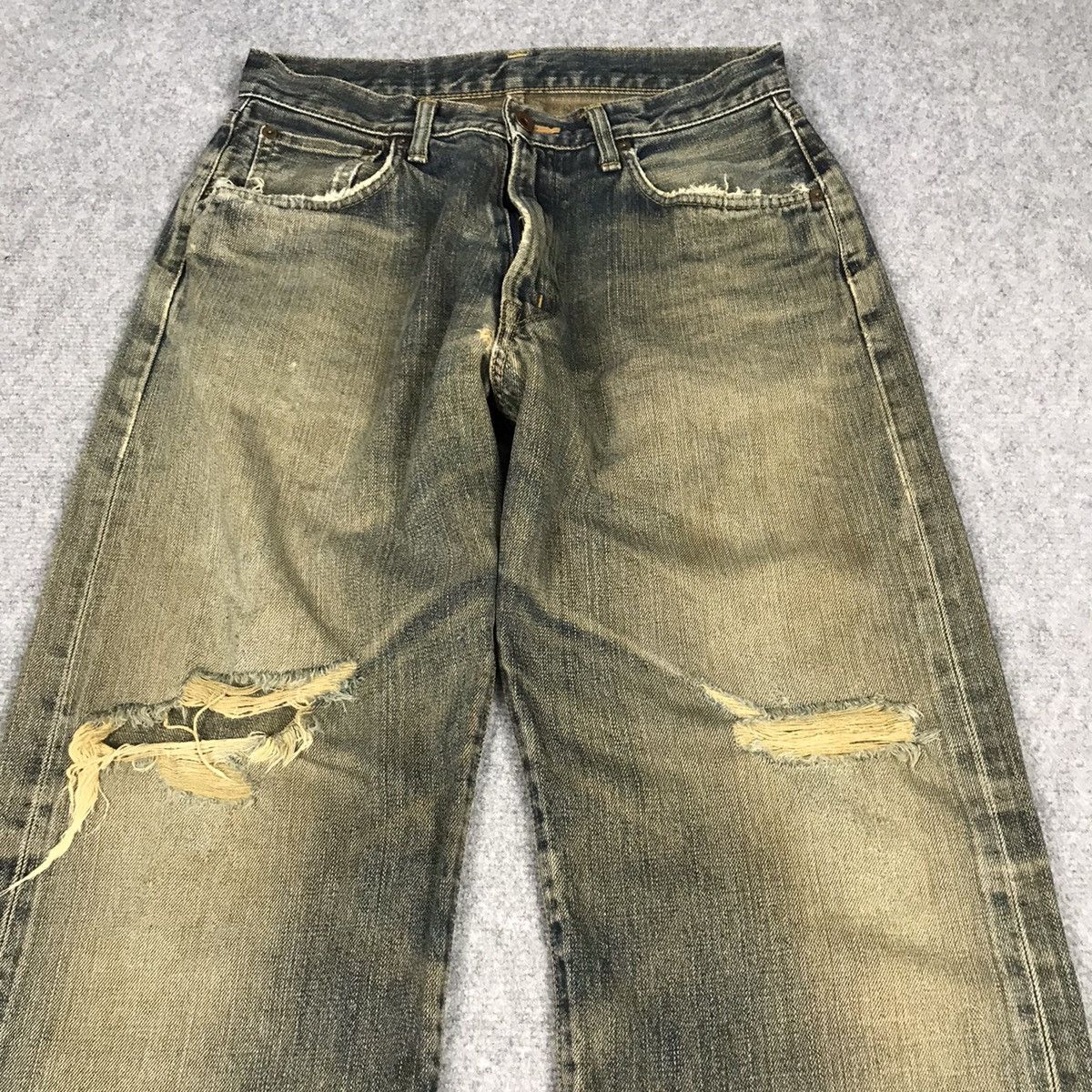 Japanese Brand RIPPED DISTRESSED RUST DENIM EDWIN JAPAN DENIM PANTS Size US 28 / EU 44 - 3 Thumbnail