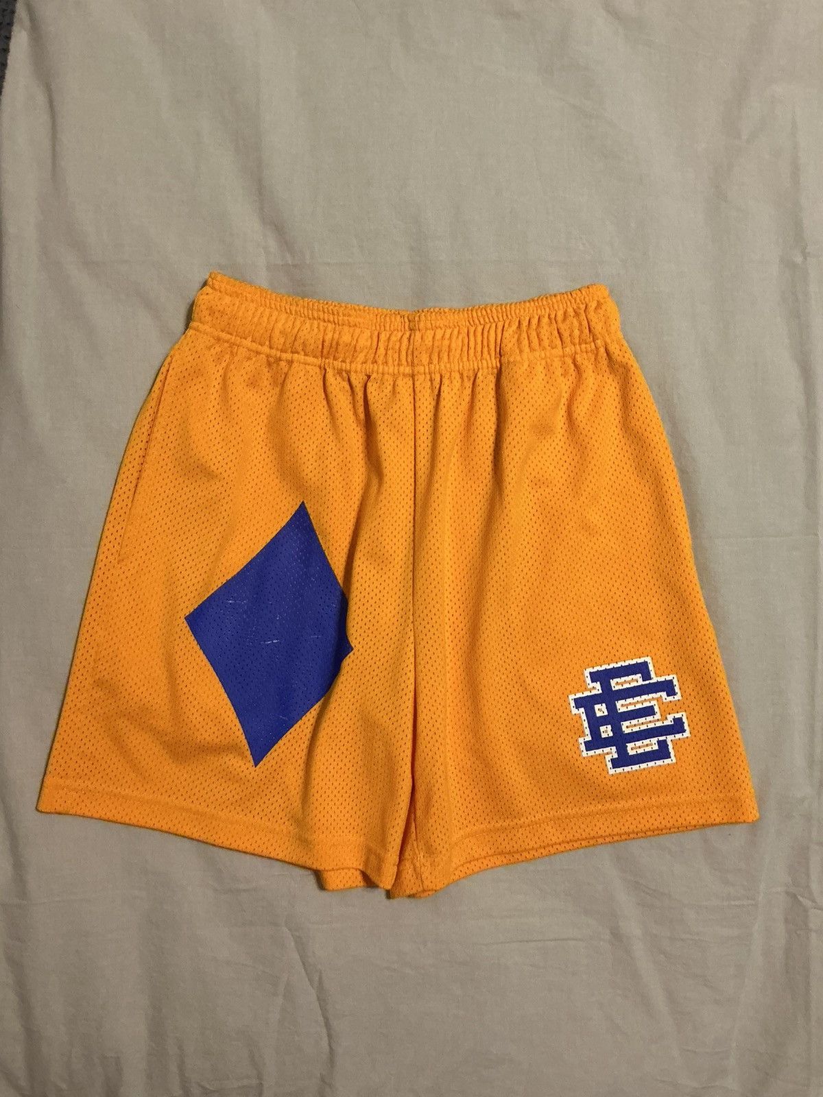 Eric Emanuel Eric Emanuel Yellow Mesh Shorts W/ Blue EE & Diamond. Medium Size US 32 / EU 48 - 1 Thumbnail