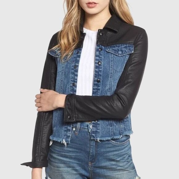 BLANKNYC BlankNYC Faux Leather And Denim Jacket - Black / Blue Jean W Size M / US 6-8 / IT 42-44 - 1 Thumbnail