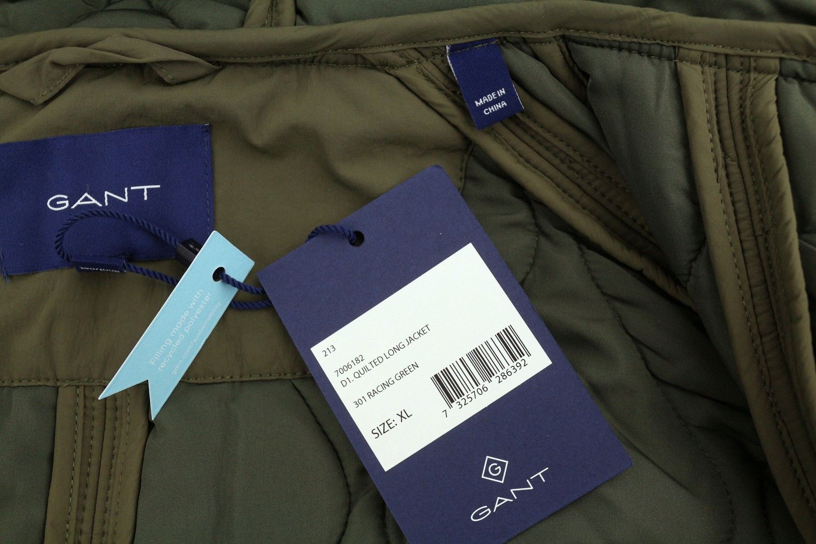 Gant QUILTED LONG XL Racing Green Hooded Jacket 87269 Size US XL / EU 56 / 4 - 9 Thumbnail