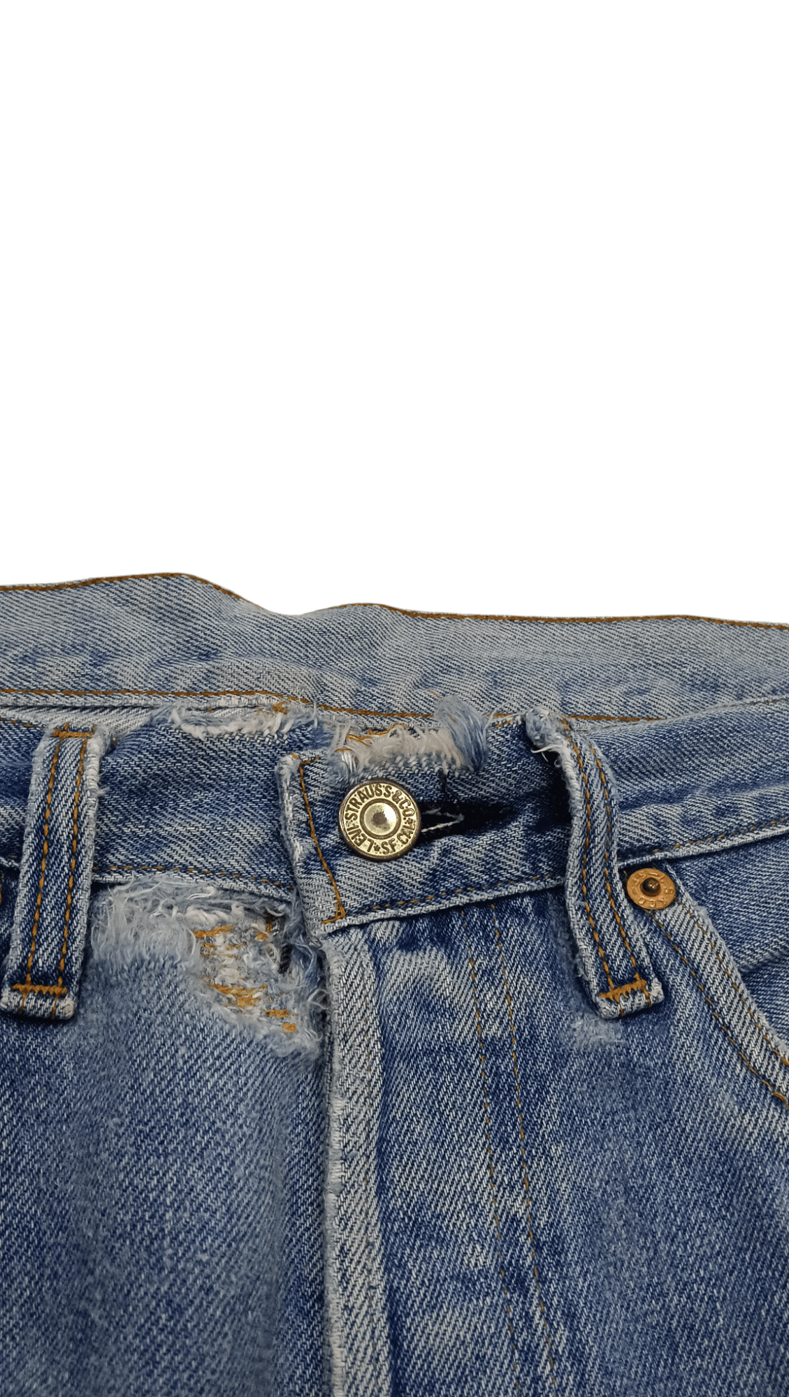 Levi's 90s Levis Selvedge Denim USA 555 Big E Distressed (S302) Size US 30 / EU 46 - 5 Thumbnail
