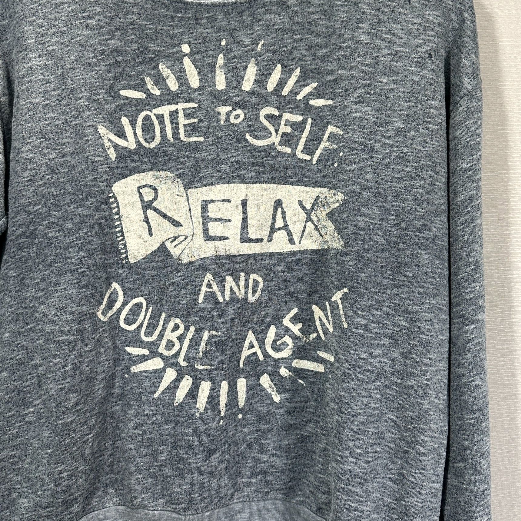 Doublet VINTAGE Double Agent Sweatshirt Womens L Gray Blue Note To Self Relax Pullover Logo Size L / US 10 / IT 46 - 2 Thumbnail