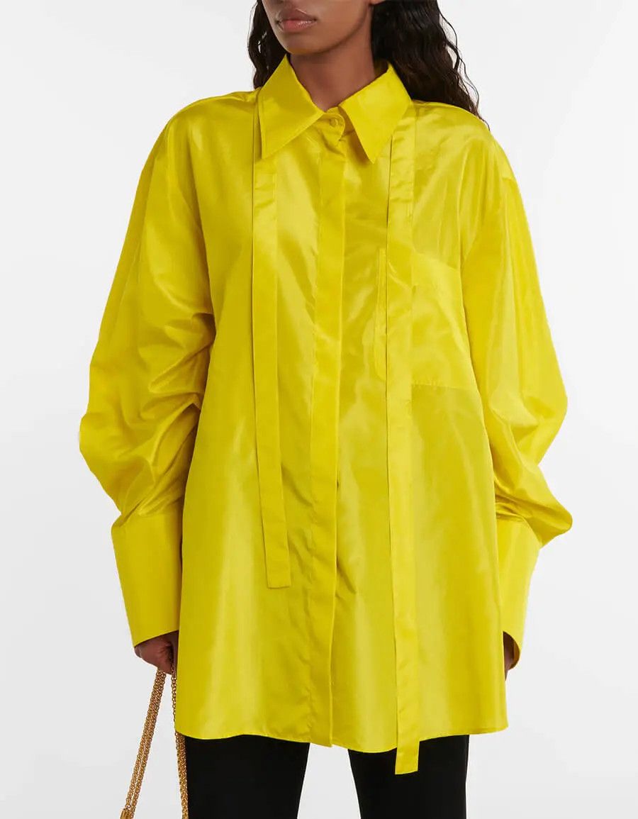 Valentino o1y0326 Silk Shirt in Yellow Size M / US 6-8 / IT 42-44 - 2 Thumbnail