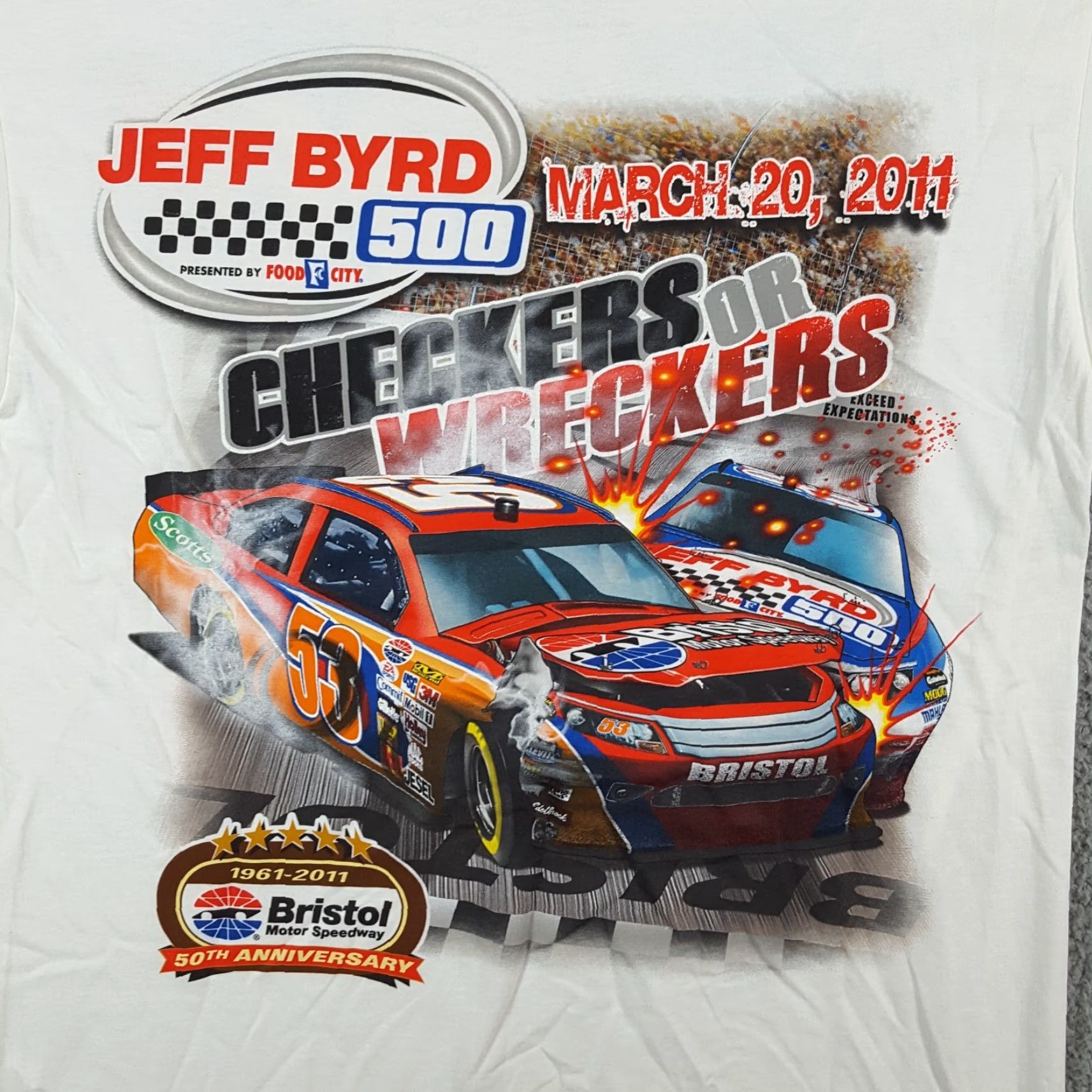 Dickies VINTAGE NASCAR T-Shirt Men Medium White 90s Bristol Speedway Jeff Byrd Retro Car Logo Size US M / EU 48-50 / 2 - 2 Thumbnail