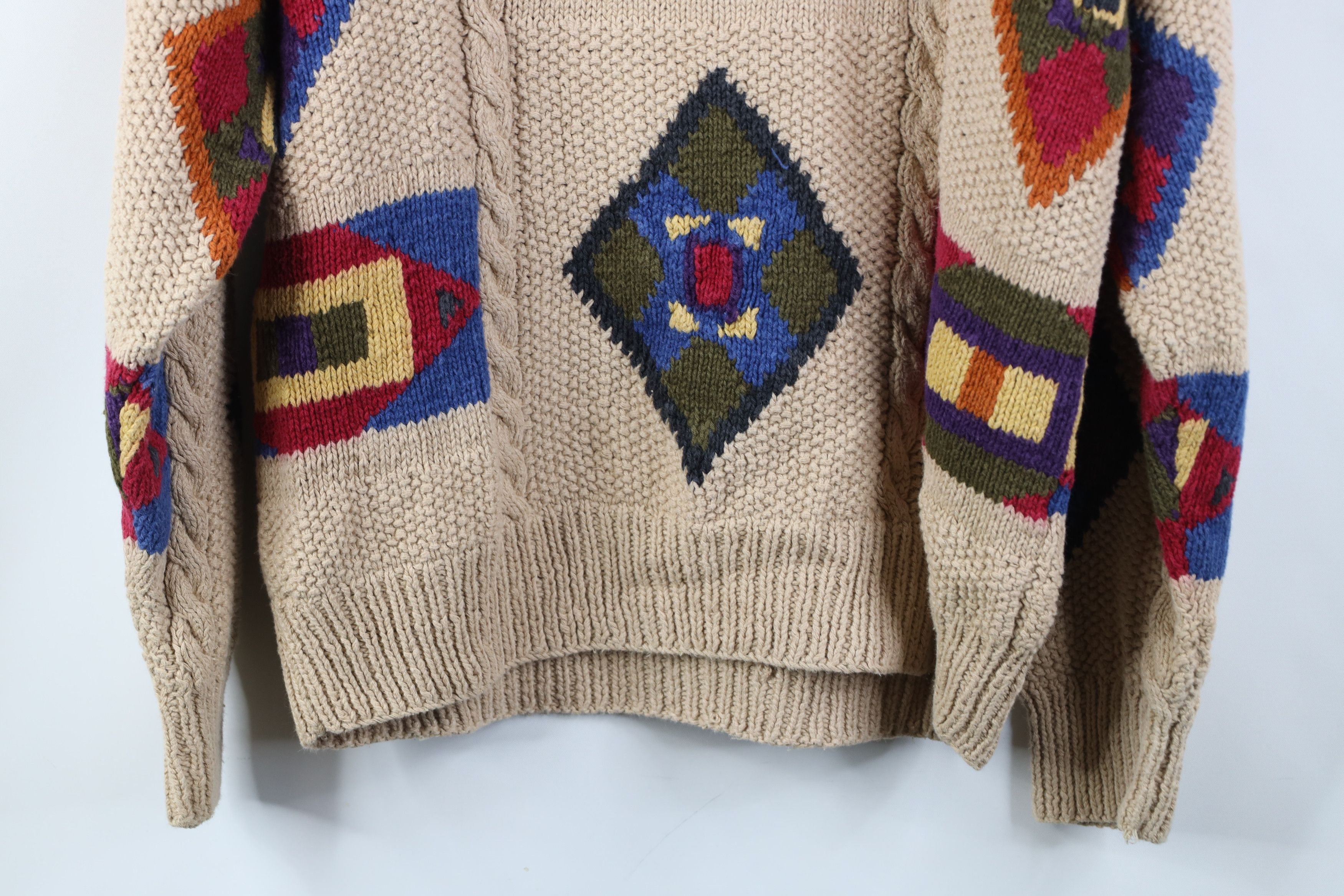 Vintage Vintage 90s Streetwear Southwestern Cable Knit Sweater Size US S / EU 44-46 / 1 - 12 Thumbnail
