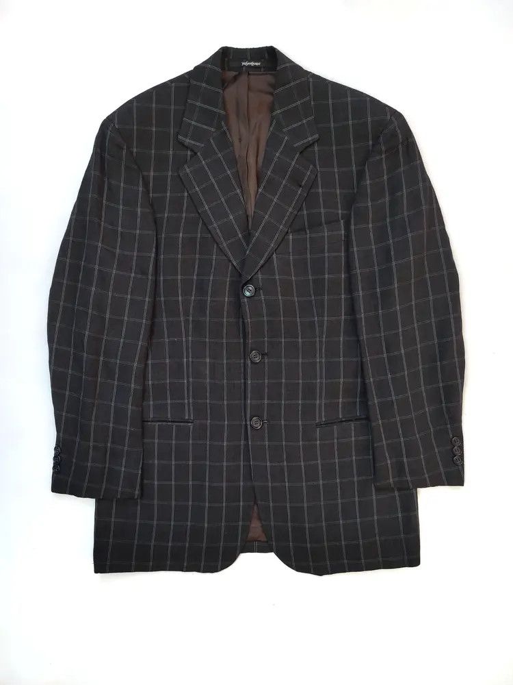 Yves Saint Laurent YSL Vintage Plaid Blazer yves saint laurent Size 48R - 2 Thumbnail