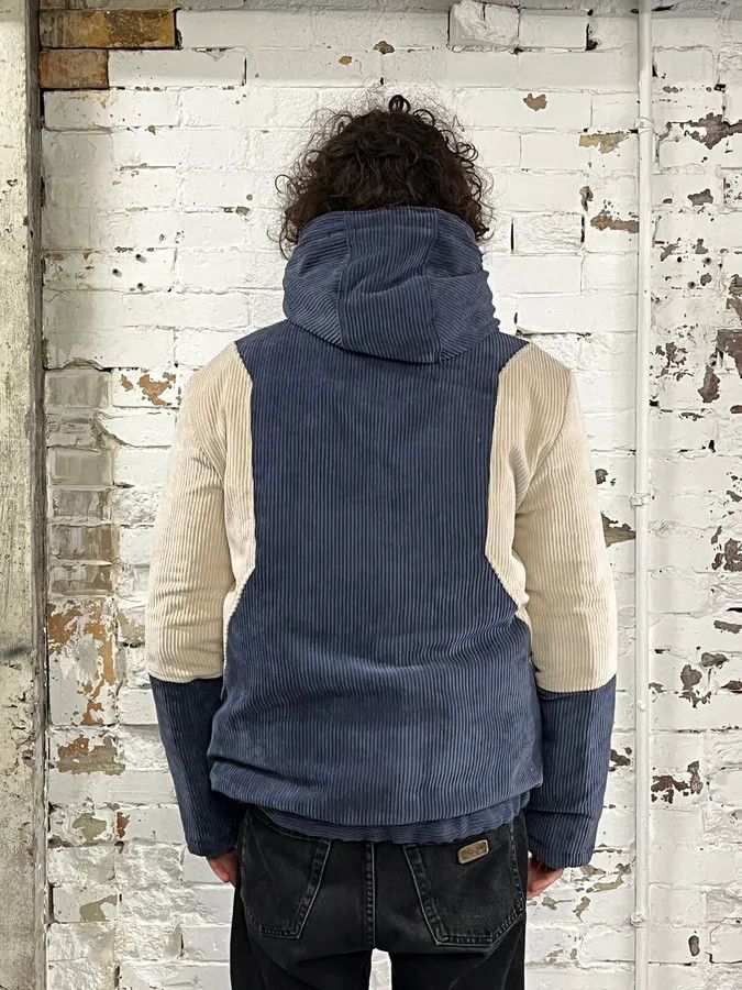 Daniele Alessandrini 2000s Daniele Alessandrini Blue & Cream Velvet Hooded Jacket Size US L / EU 52-54 / 3 - 3 Thumbnail