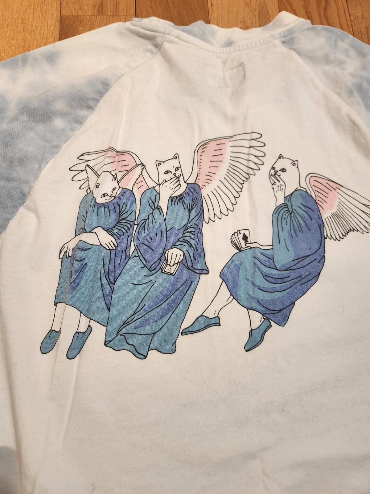 RIPNDIP RIPNDIP Angelic Cats Tie Dye 3/4 Sleeve Shirt White Men's L Size US L / EU 52-54 / 3 - 5 Thumbnail