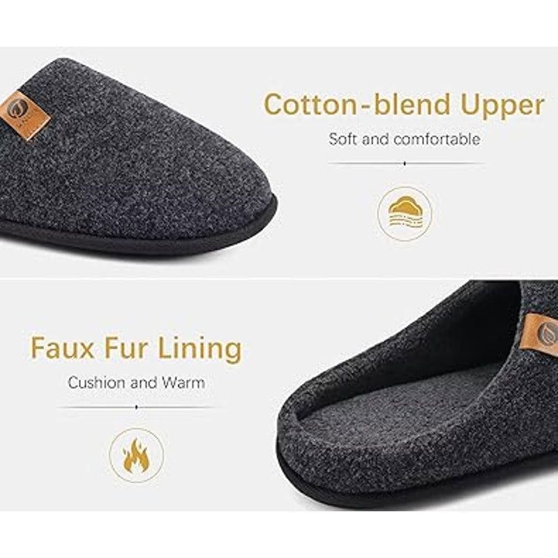 Other Oncai Men's Size 11 Gray Cotton Blend Memory Foam Slippers Size US 11 / EU 44 - 3 Thumbnail
