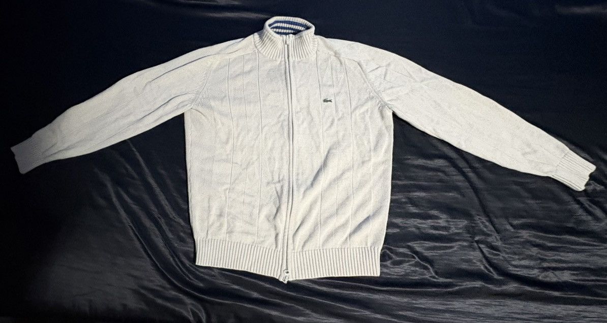 Lacoste Vintage Lacoste Cream Full-Zip Knit Sweater Size US M / EU 48-50 / 2 - 3 Thumbnail