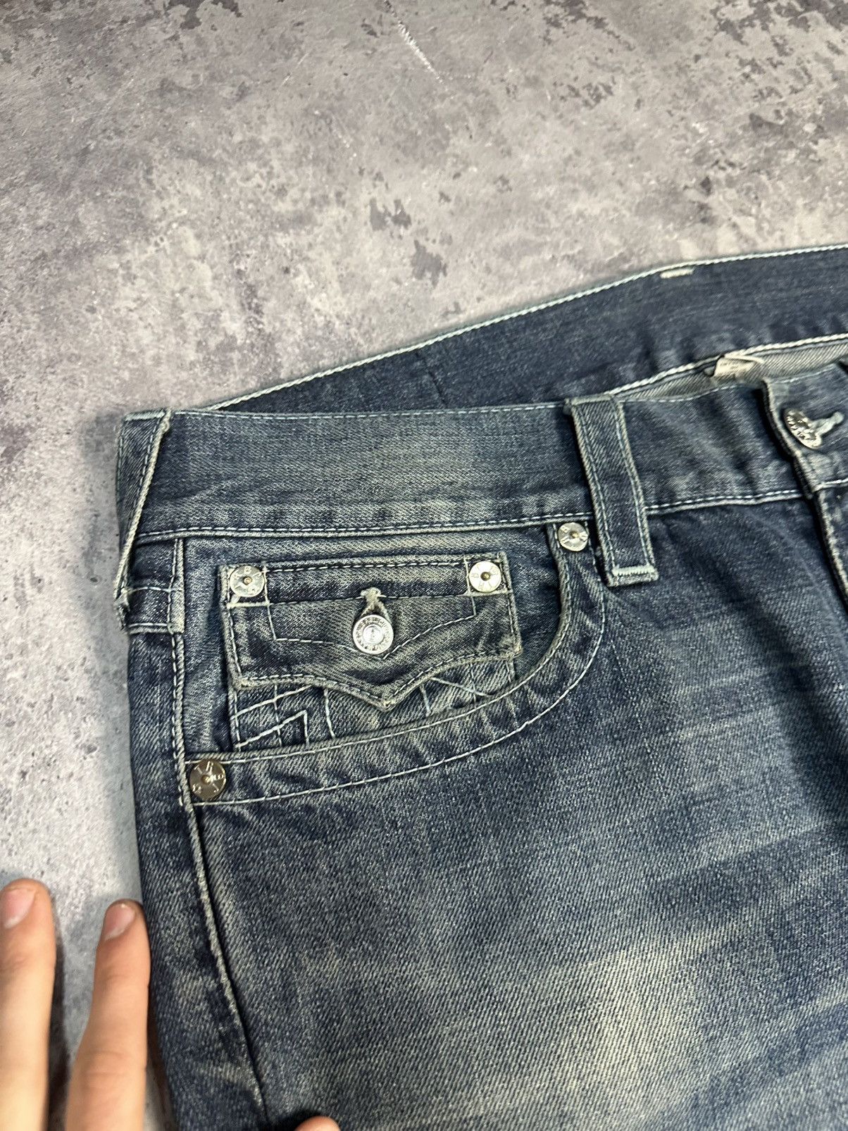 True Religion Flare Jeans True Religion Joey Distress Faded Bootcut Y2k Size US 34 / EU 50 - 8 Thumbnail