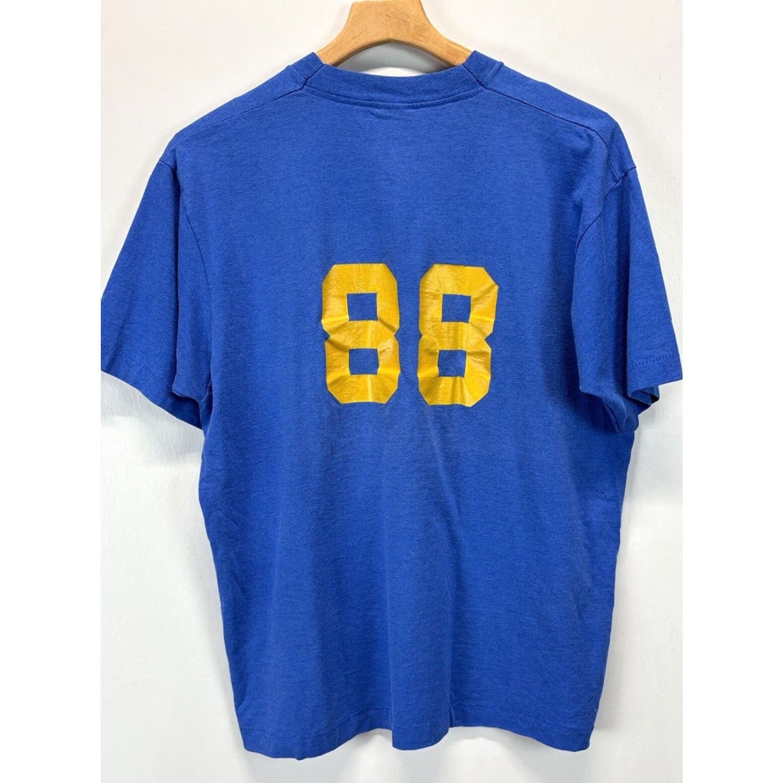 Vintage VINTAGE Screen Stars T-Shirt Mens Blue X-Large Short Sleeve Cotton Solid Buffaloes Bureau Of Mines Mens Size US XL / EU 56 / 4 - 3 Thumbnail