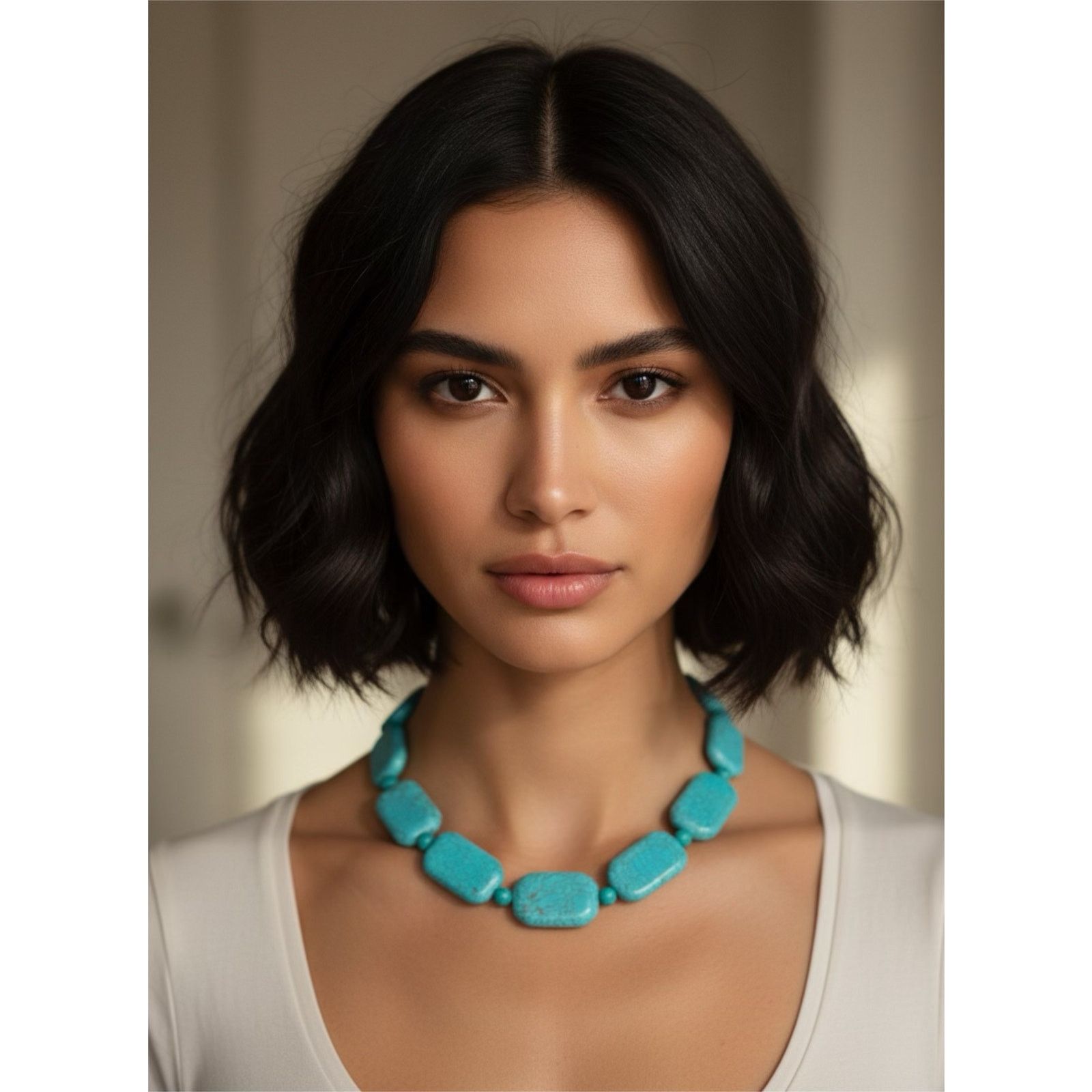 Other Dyed Howlite Turquoise Look 16” Statement Necklace Size ONE SIZE - 1 Thumbnail