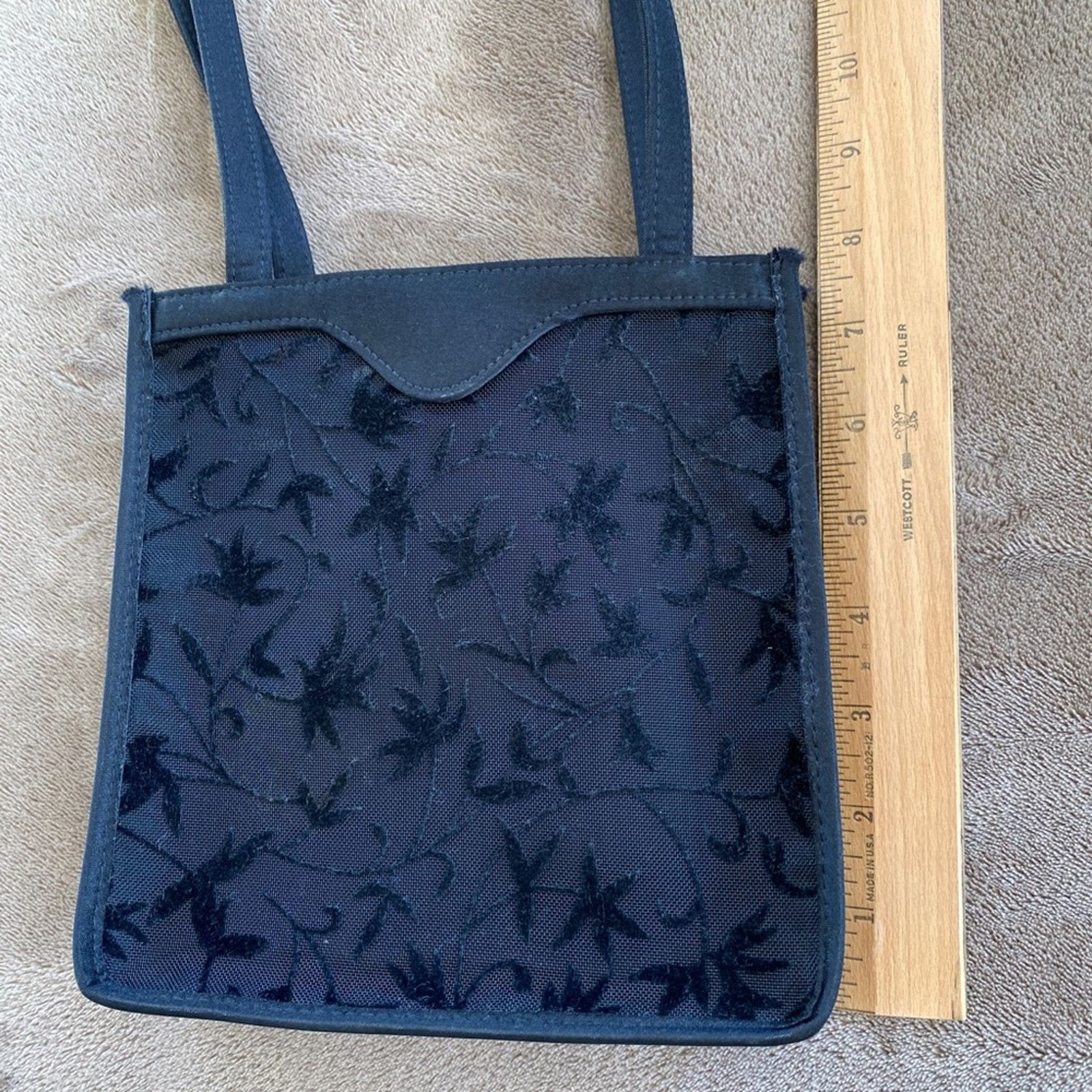 Other Black Velvet Burnout Evening Bag with Satin Insert - Vintage Size ONE SIZE - 6 Thumbnail