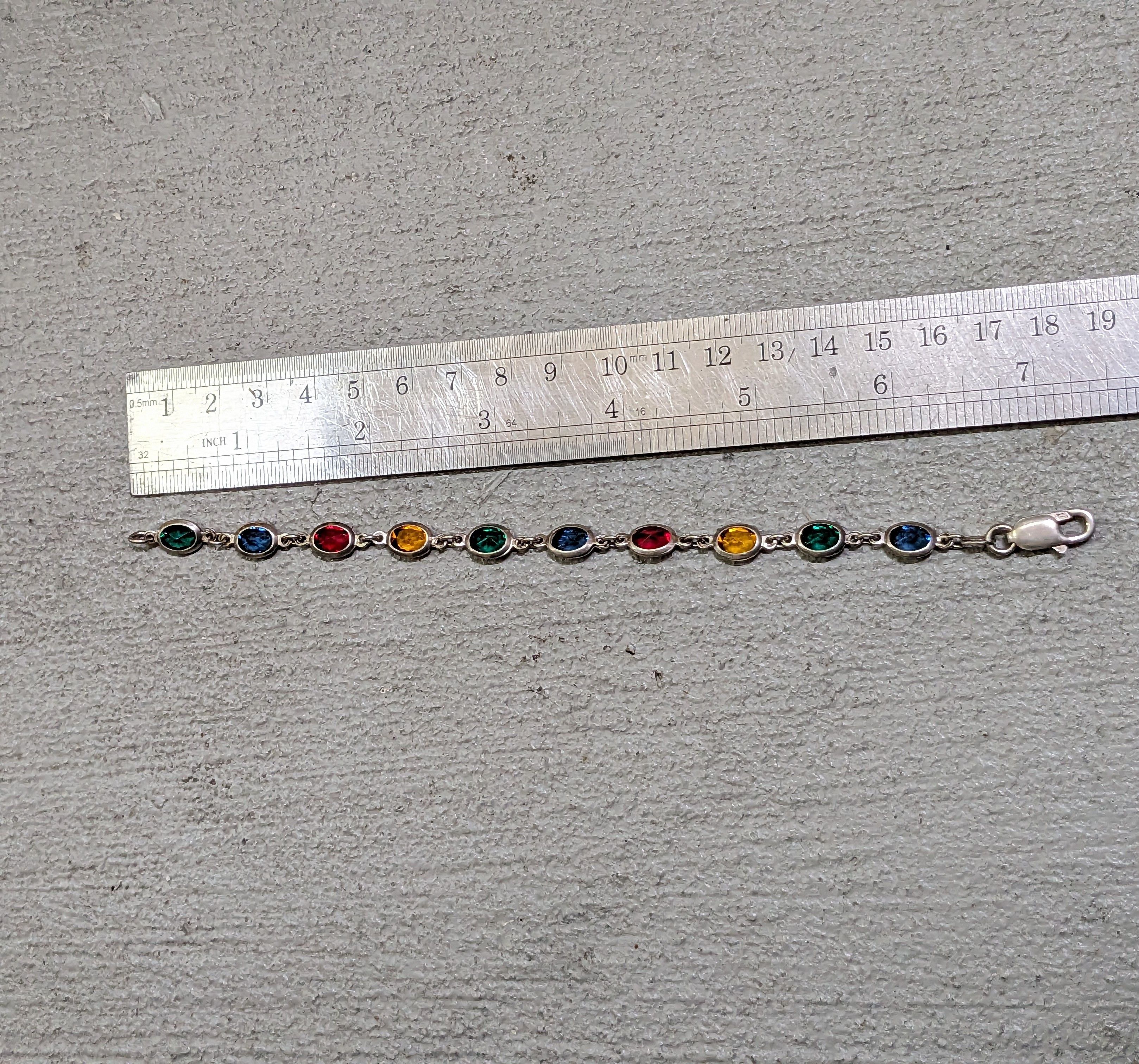 Jewelry Vintage Sterling Silver Bracelet 7.25" Milor Italy Rainbow Size ONE SIZE - 12 Thumbnail