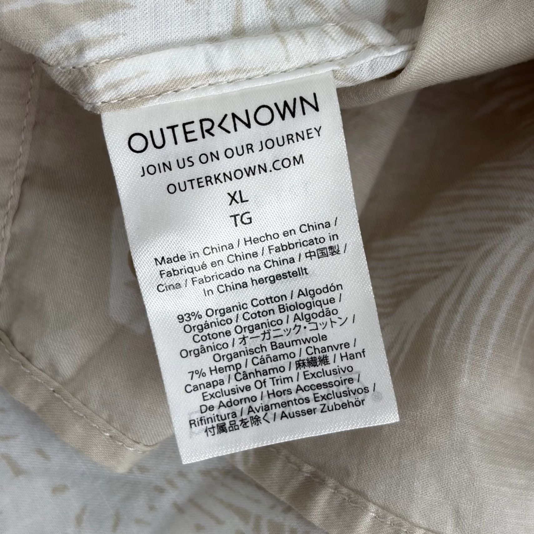 Outerknown Outerknown Camp Loop Collar Shirt in Beige Floral Men XL Hemp Blend Size US XL / EU 56 / 4 - 3 Thumbnail