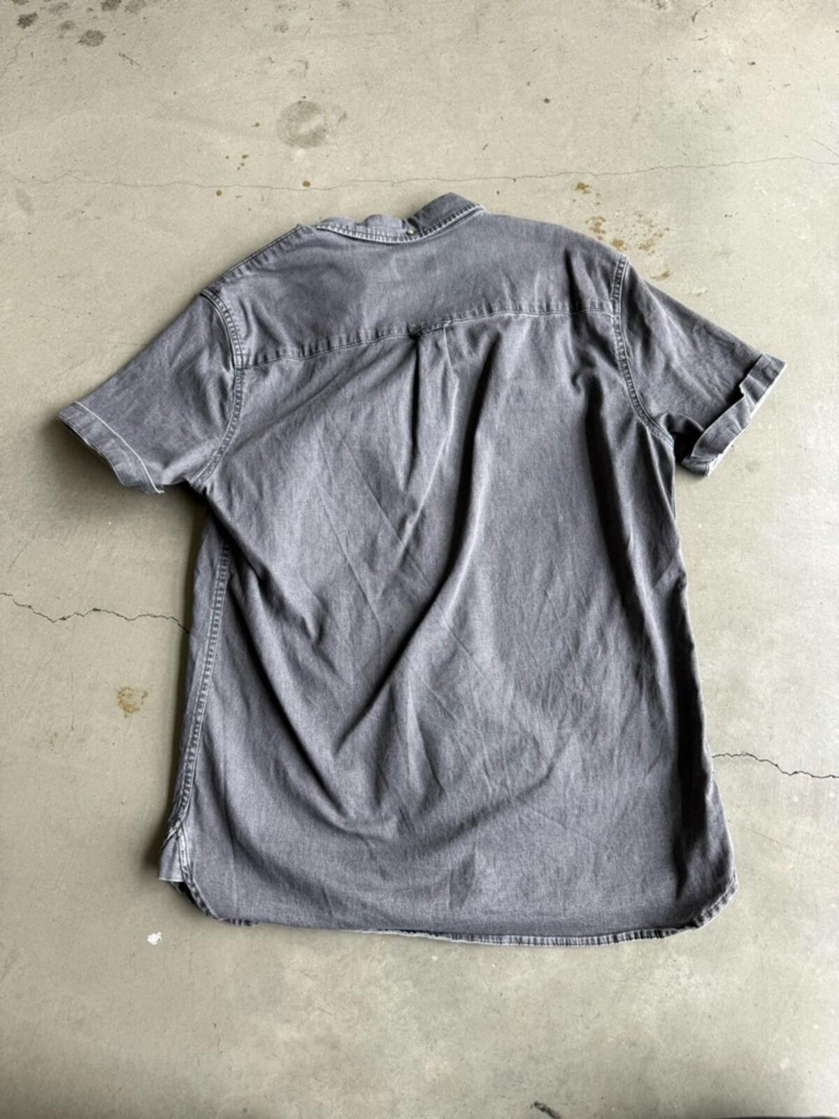 Topman Topman / Button Up Denim Shirt Casual Stretch / Gray Size US M / EU 48-50 / 2 - 4 Thumbnail
