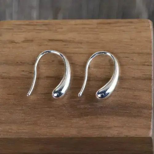 Jewelry x Sterling Silver S925 Pure Silver Water Drop Earrings, Men's
