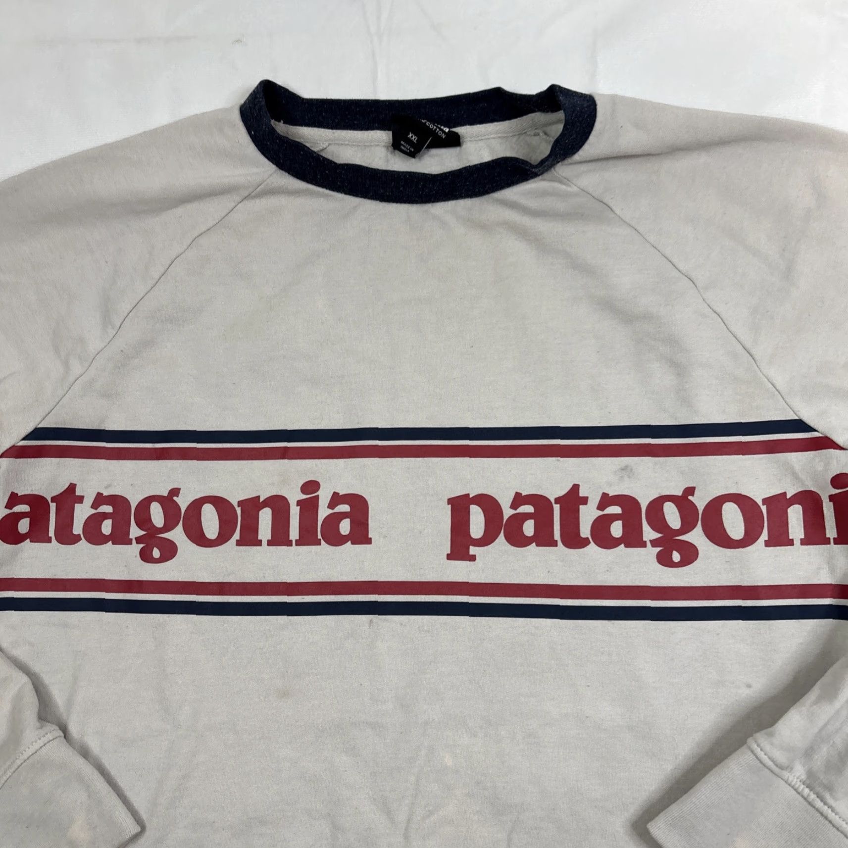Patagonia Womens Patagonia Ringer Sweatshirt Crewneck Pullover Spell Out XXL Beige Organic Size XXL / US 16-18 / IT 52-54 - 2 Thumbnail